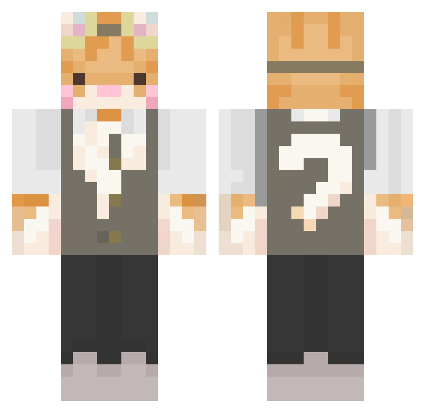 TheCatStares Minecraft skin, front and back view