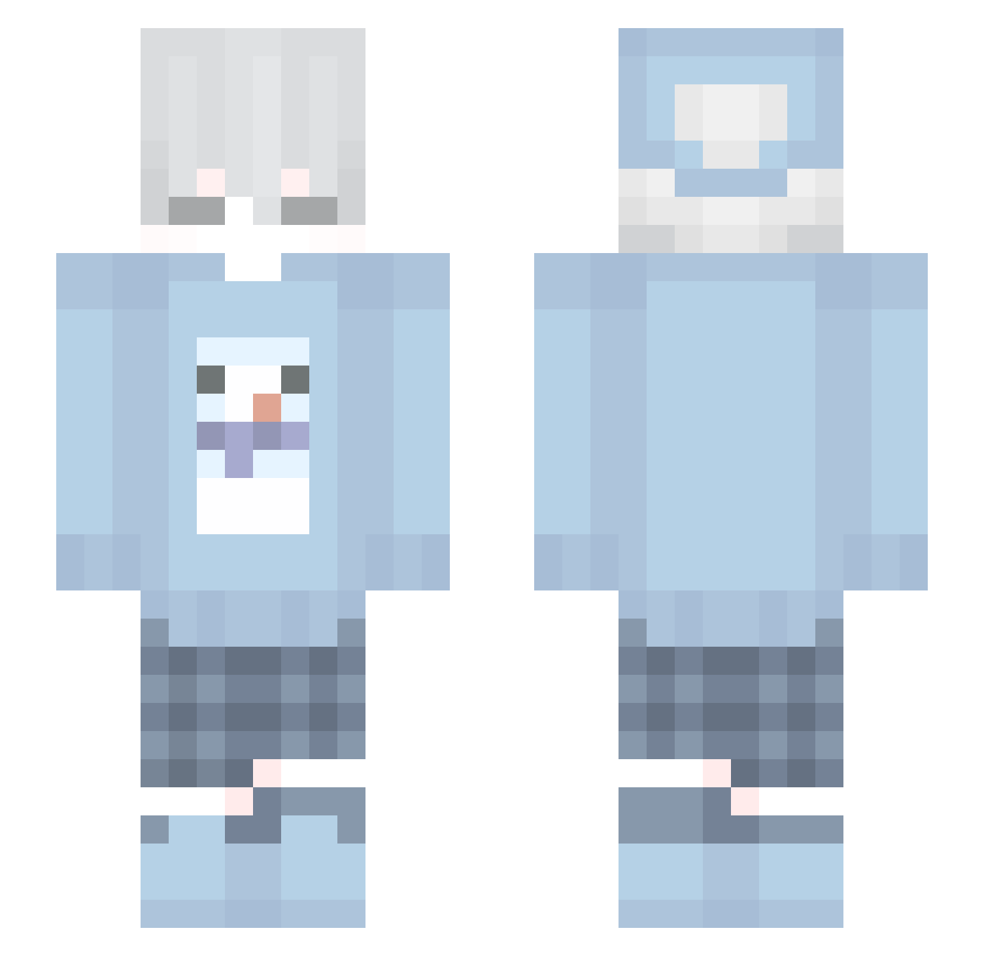 KuniAoi Minecraft skin, front and back view