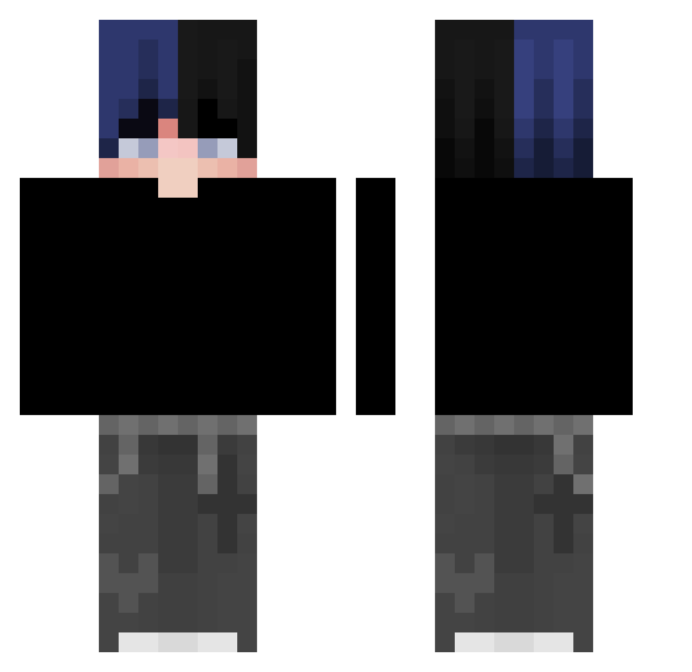 xBYK3NTRO Minecraft skin, front and back view