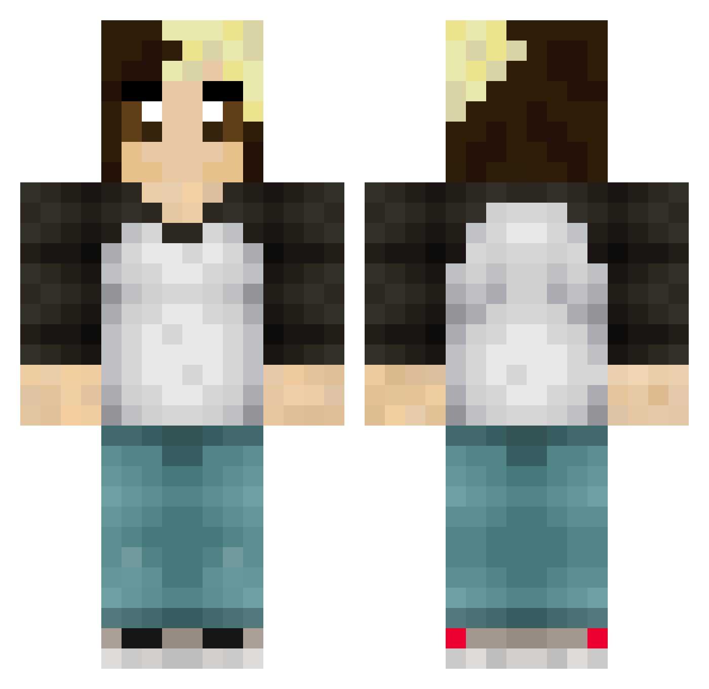 Weightless Minecraft skin, front and back view