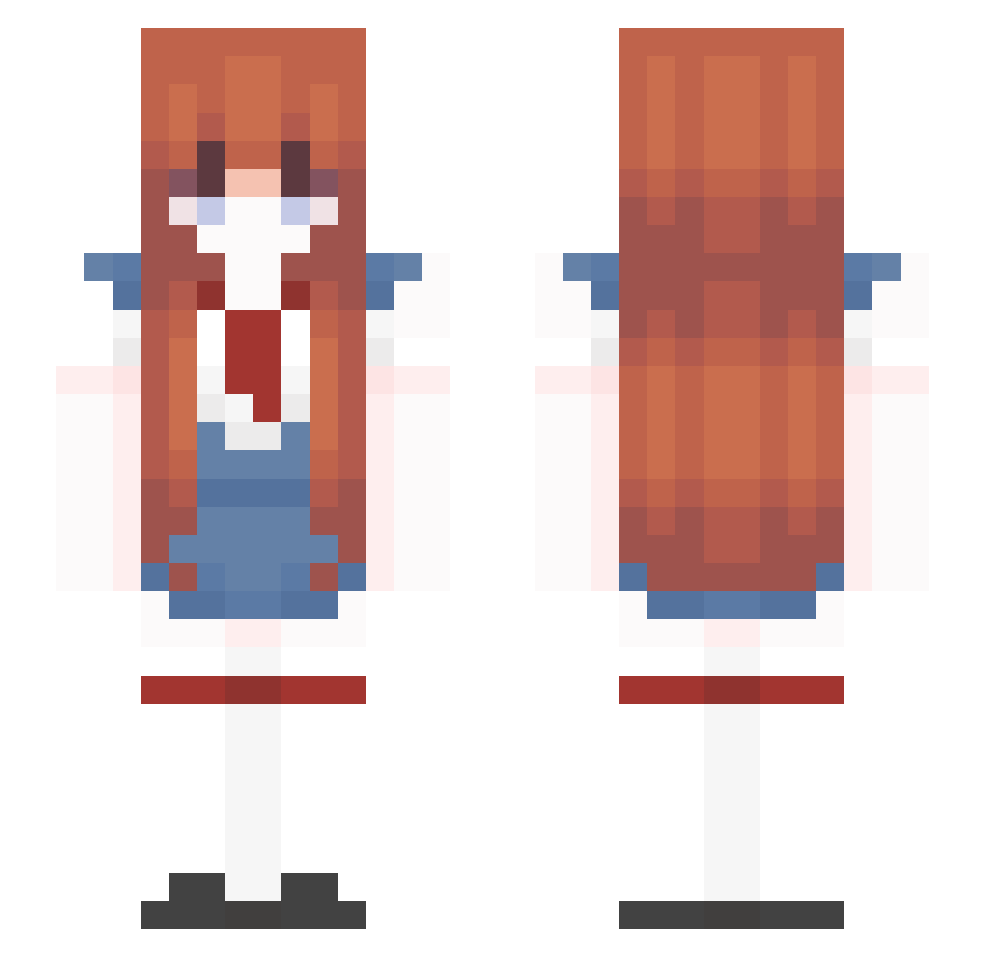 Cosette Minecraft skin, front and back view
