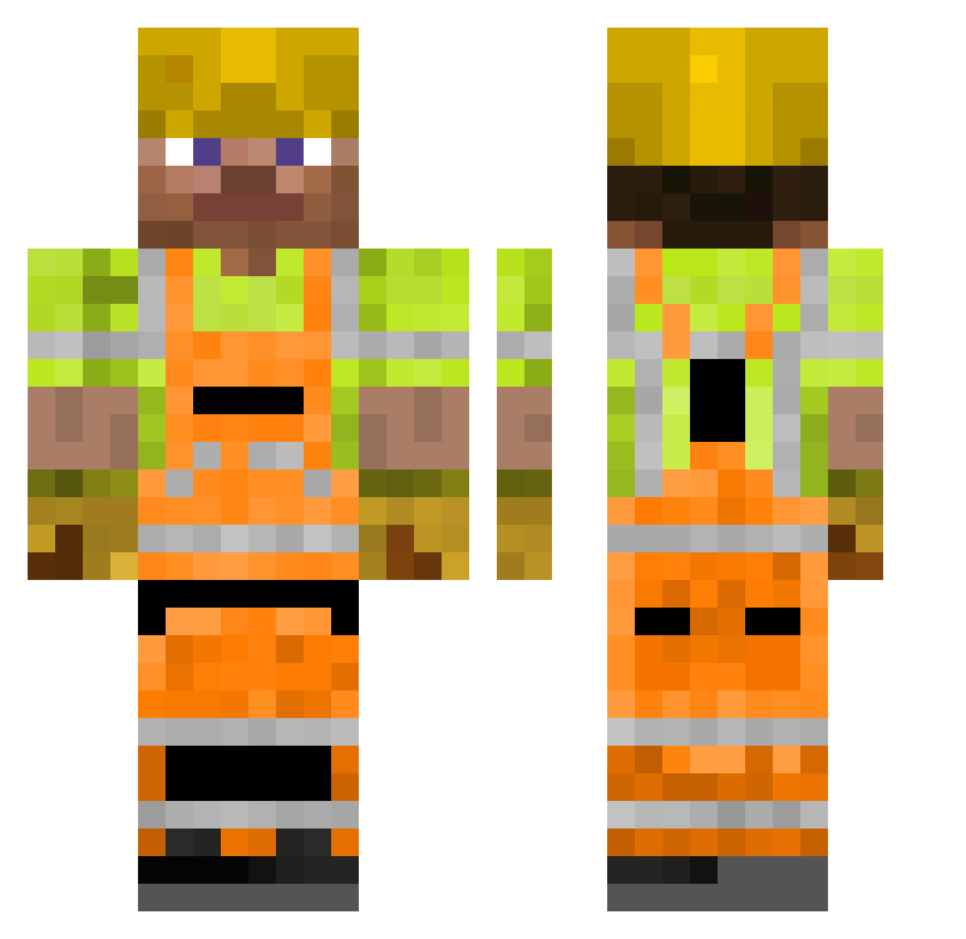 raid1x Minecraft skin, front and back view