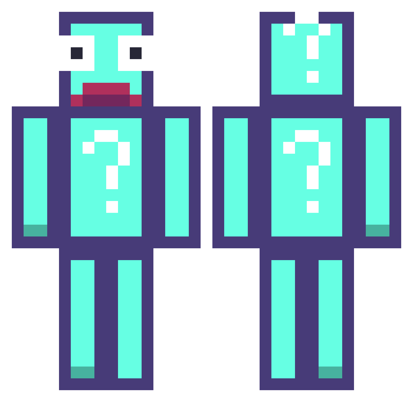 longTq Minecraft skin, front and back view