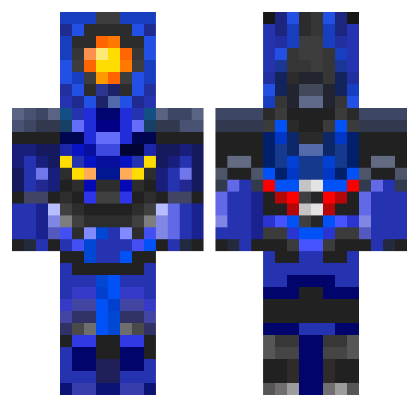 Hydrosire Minecraft skin, front and back view