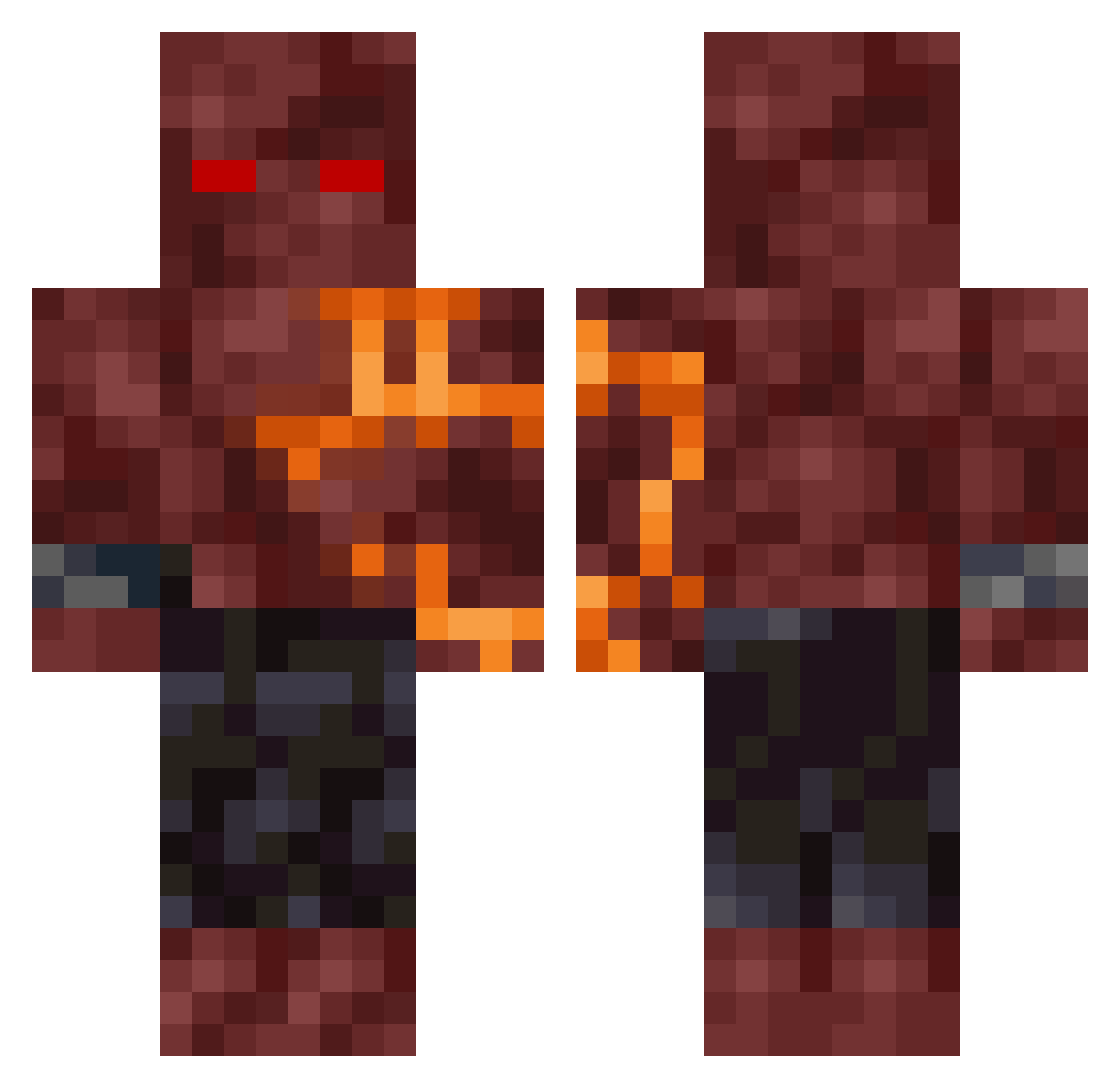 CursedByMe Minecraft skin, front and back view