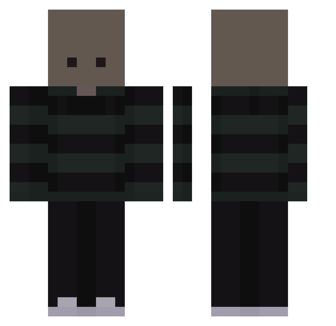 Animaxsaints Minecraft skin, front and back view