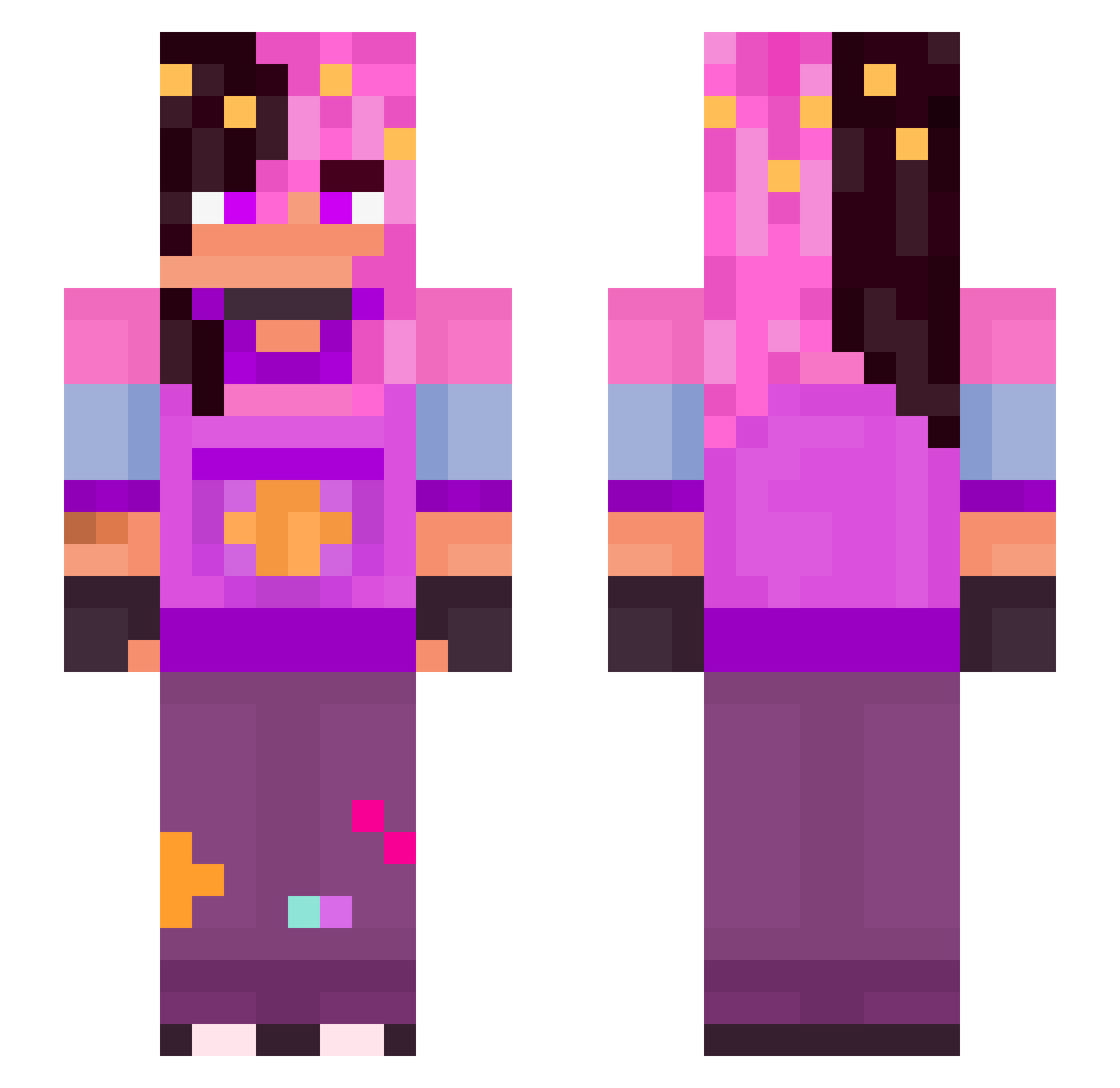 Starlixir Minecraft skin, front and back view