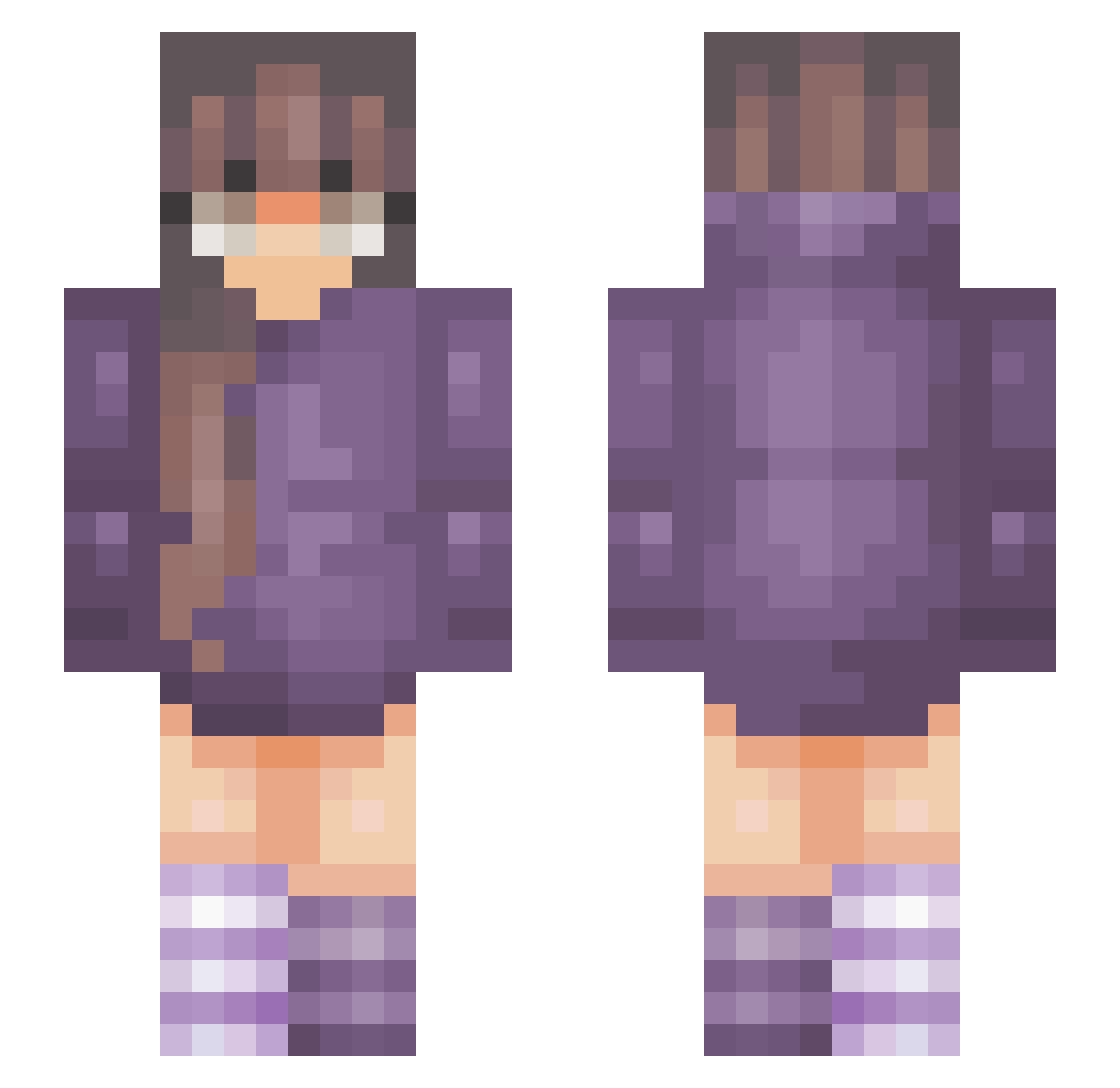 ZionDoris Minecraft skin, front and back view