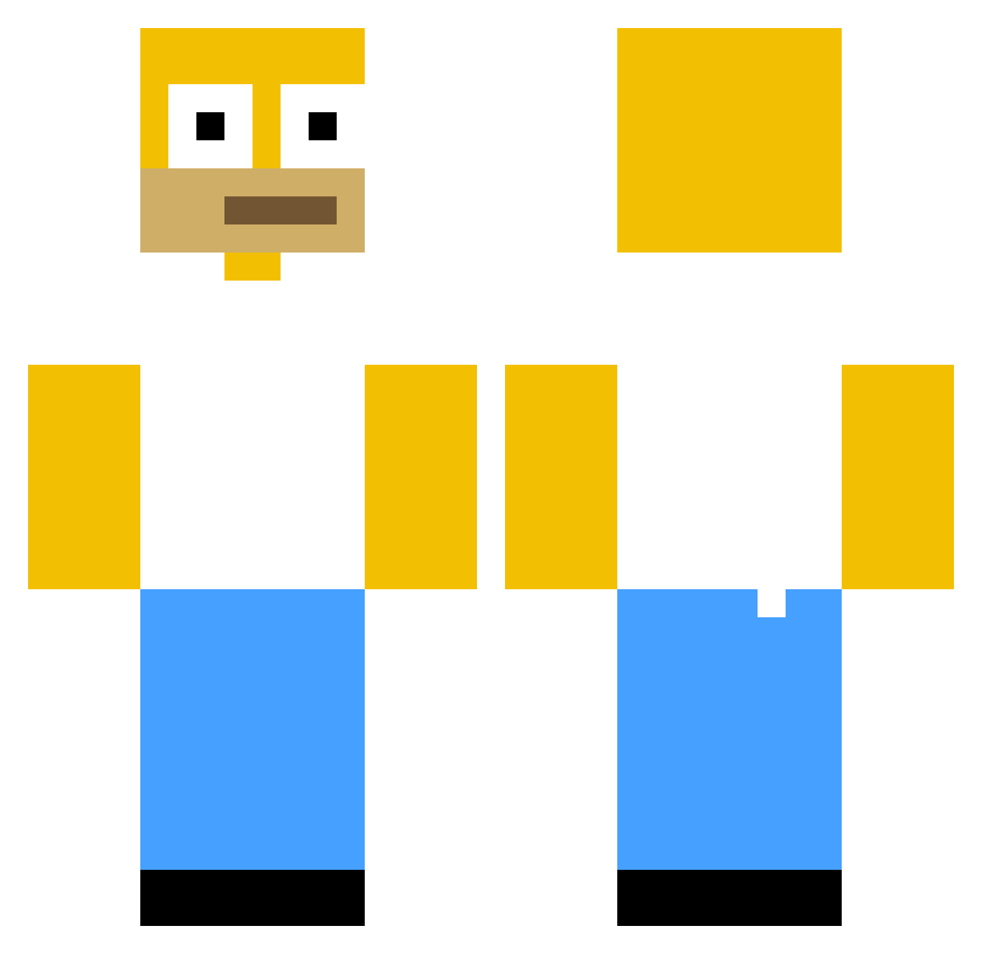 Hunchback Minecraft skin, front and back view