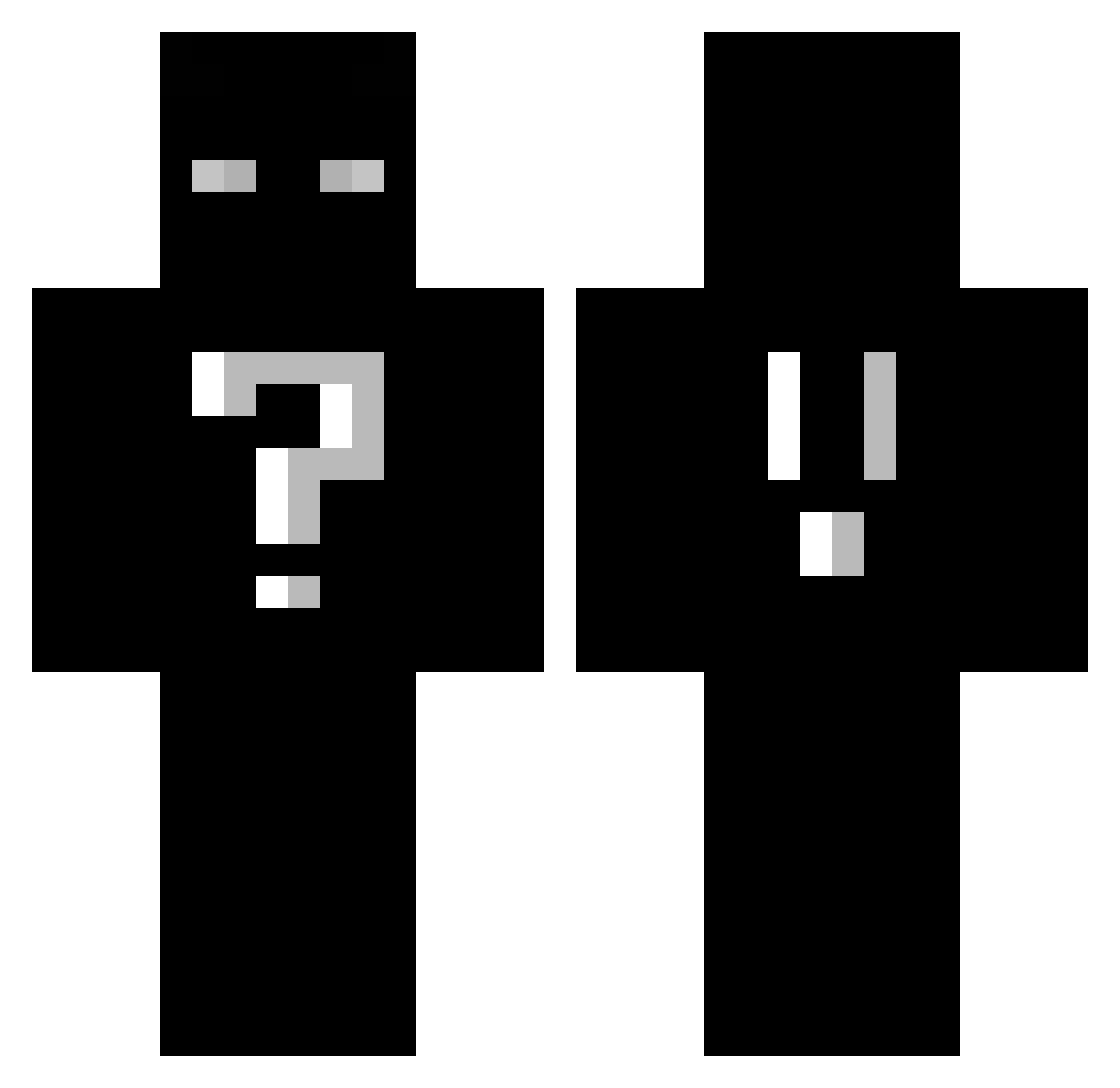 Basicql Minecraft skin, front and back view