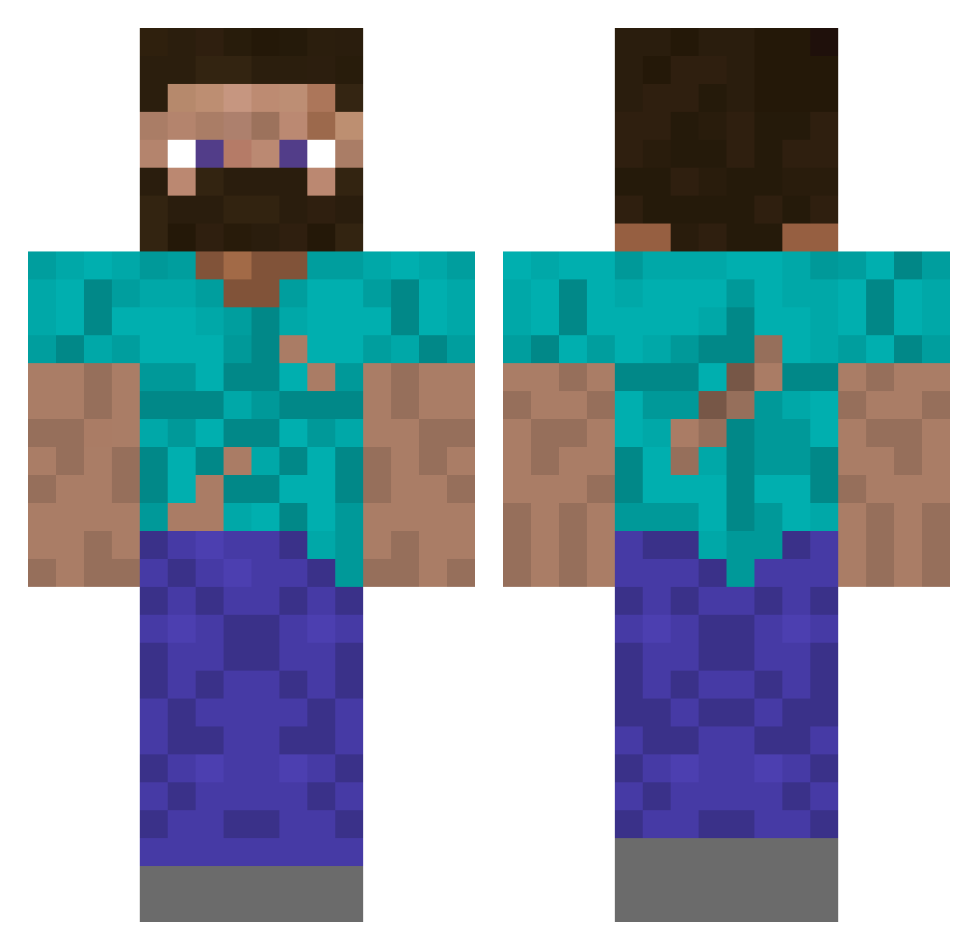 Falmore Minecraft skin, front and back view