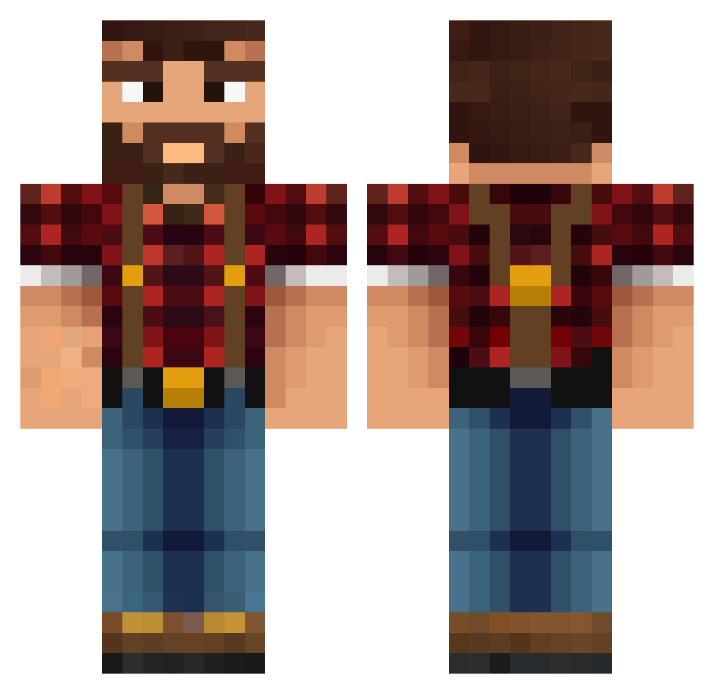 Tallis Minecraft skin, front and back view