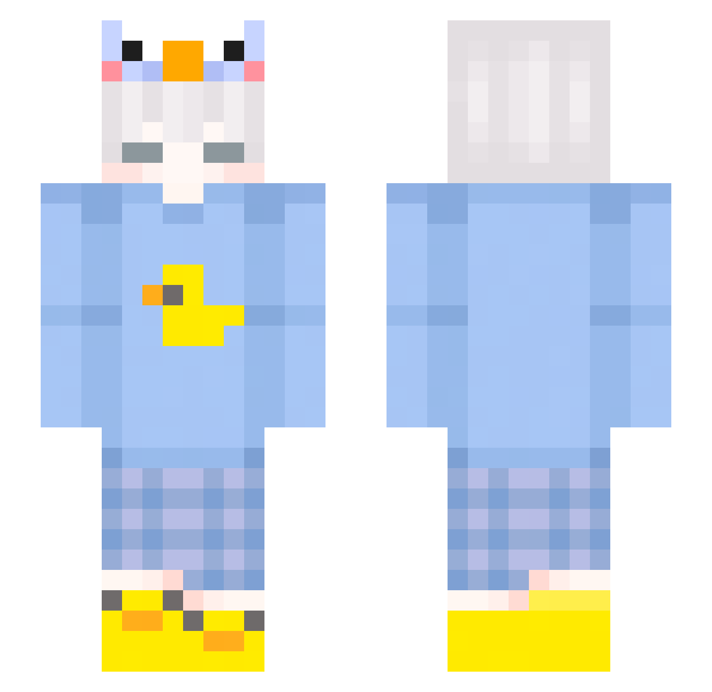 jemappellemapped Minecraft skin, front and back view