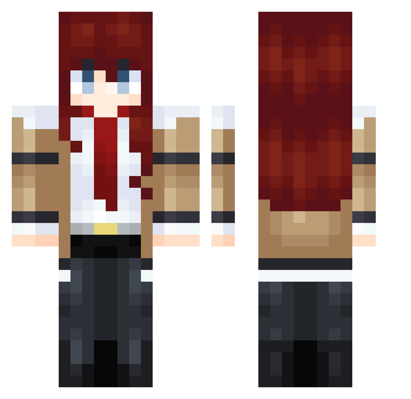 fiaphobia Minecraft skin, front and back view