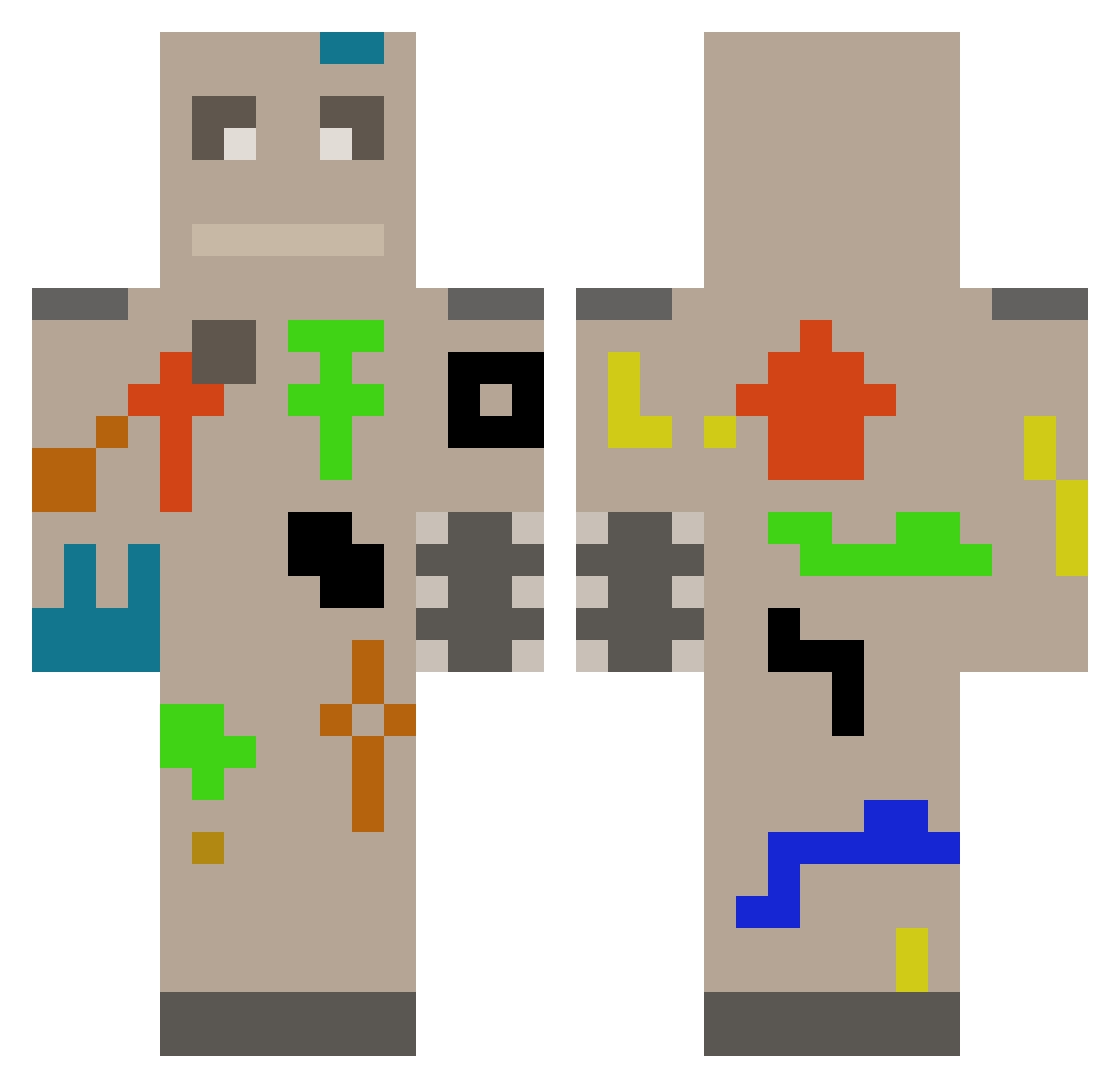 ThunderVolt00 Minecraft skin, front and back view