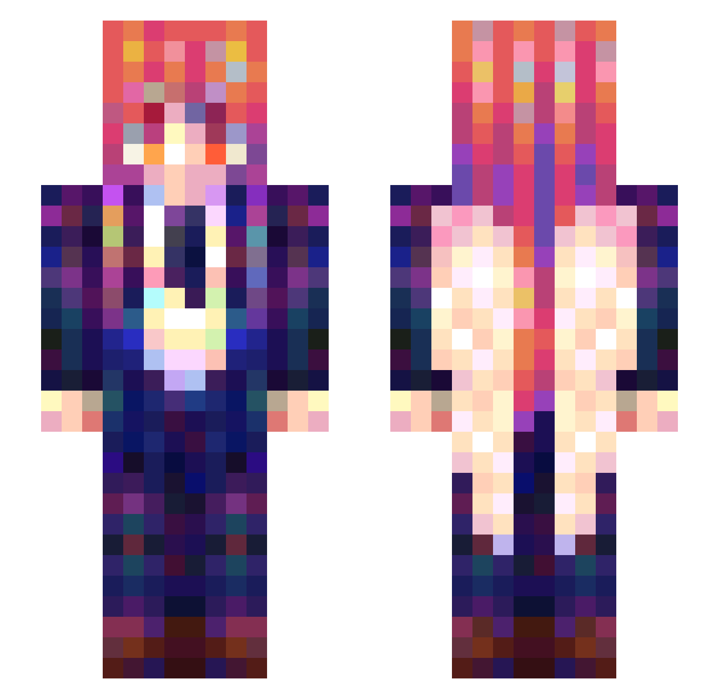 MoonLord19 Minecraft skin, front and back view