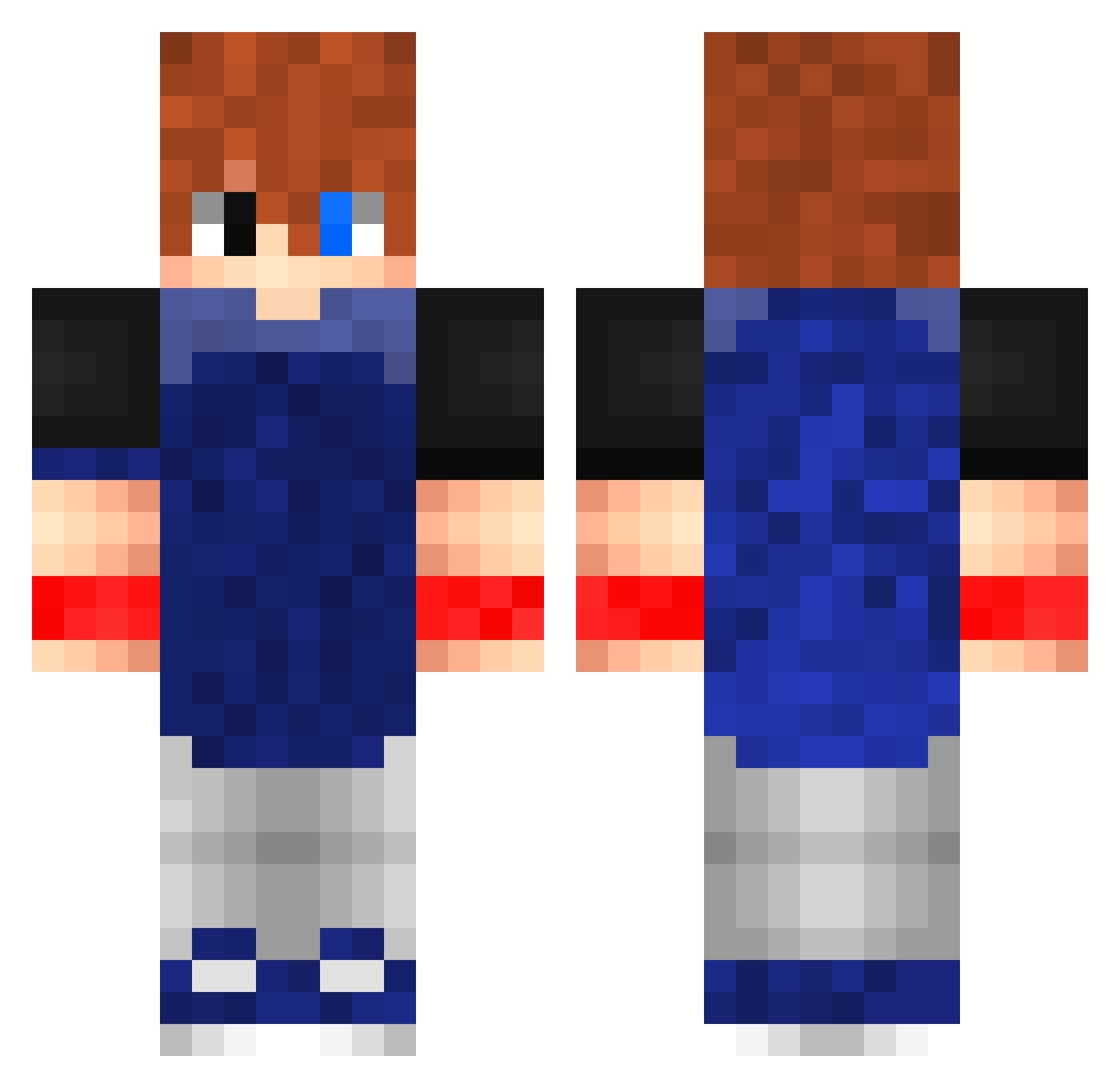 Mouldy Minecraft skin, front and back view