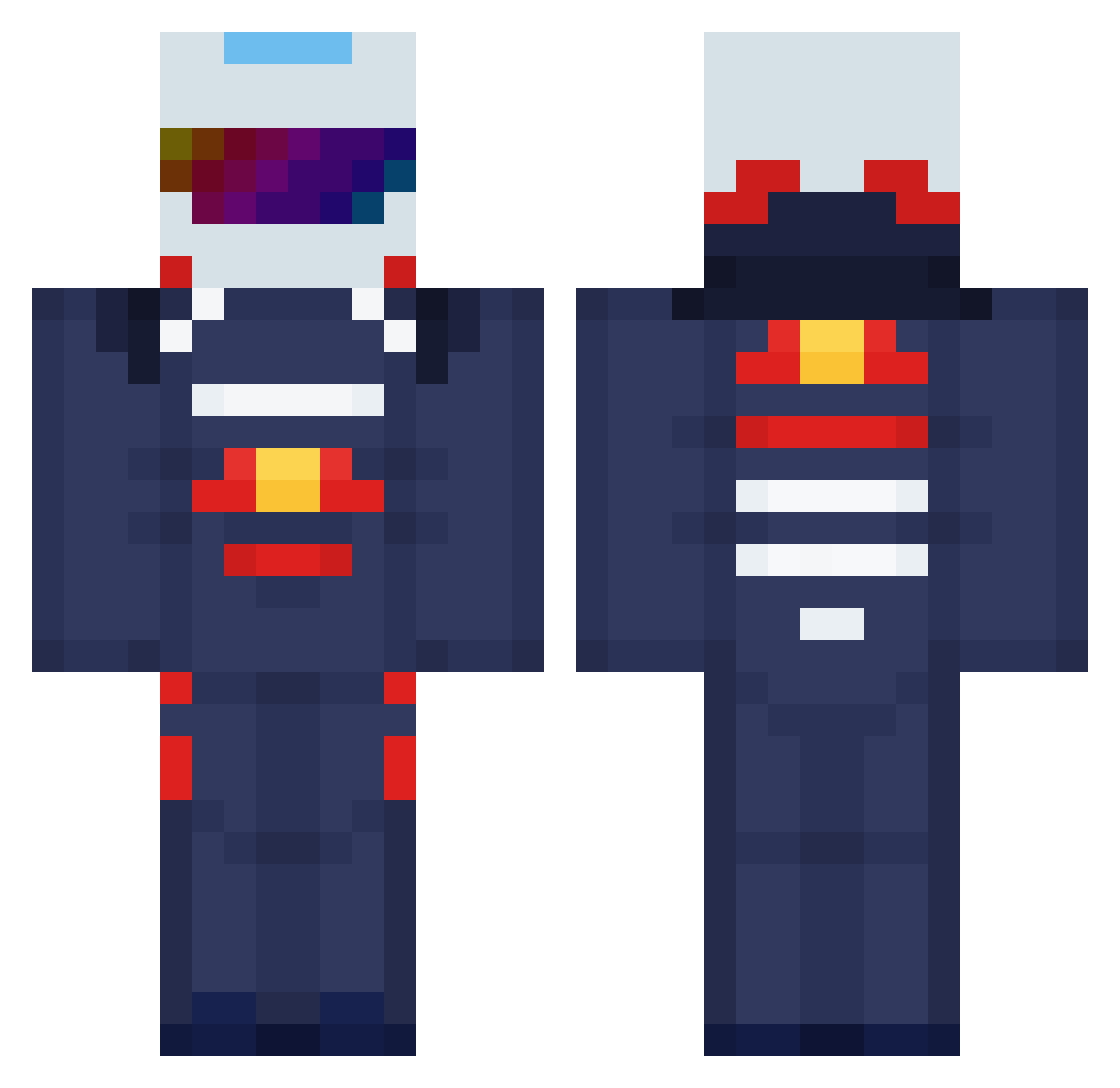 Nolandimensions Minecraft skin, front and back view