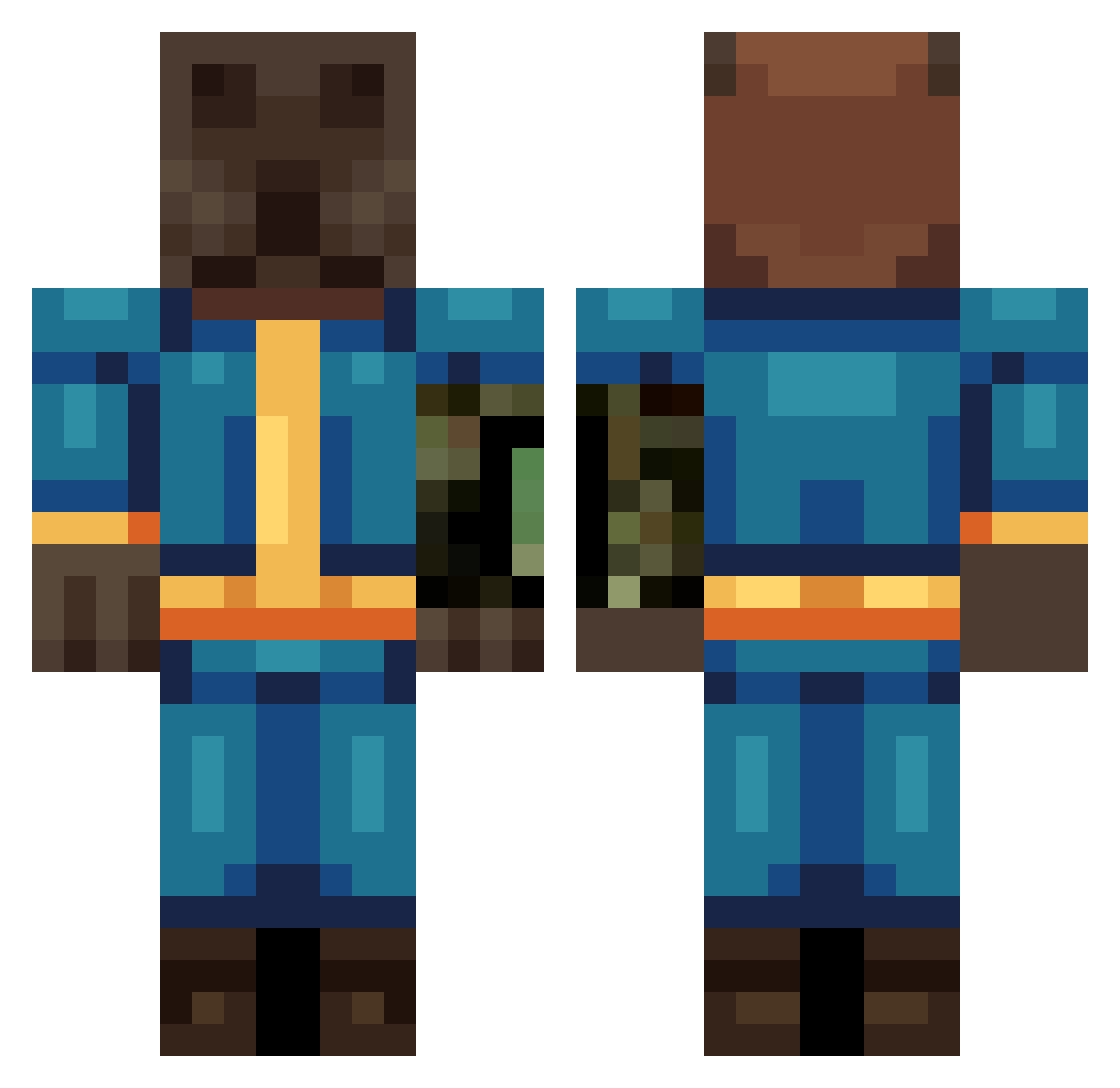 FuzayP4 Minecraft skin, front and back view