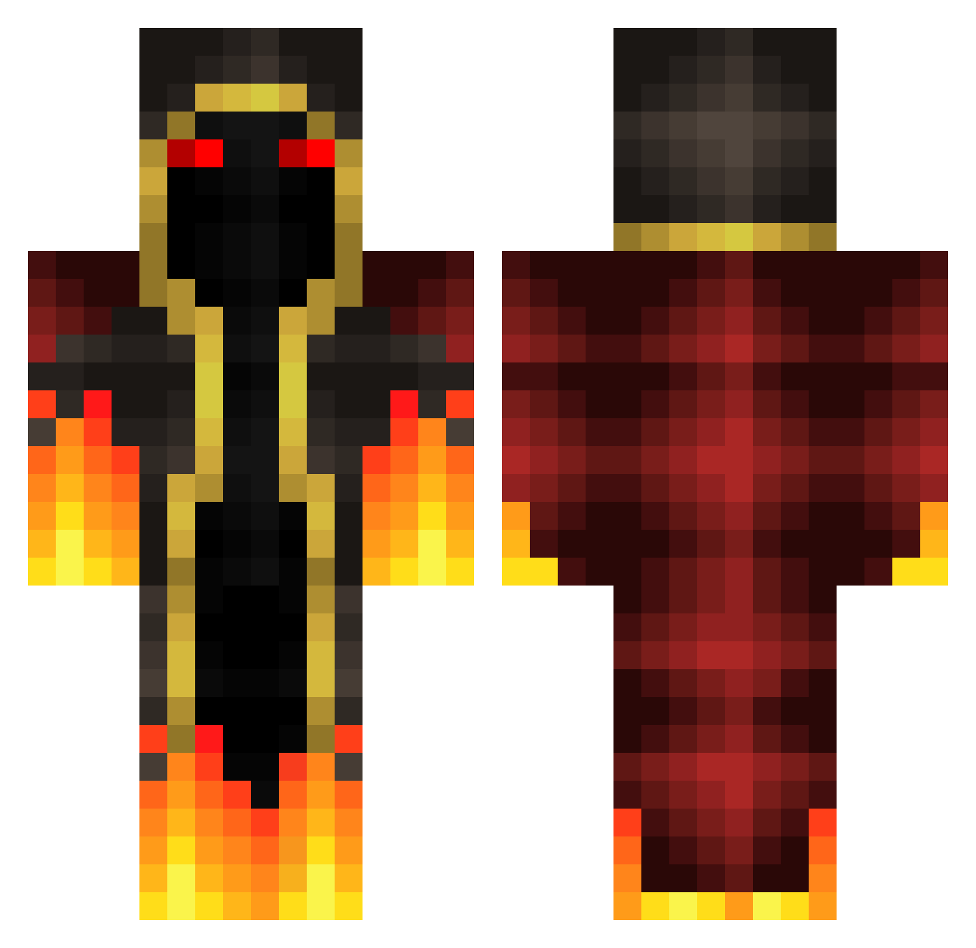 pyrofire999 Minecraft skin, front and back view