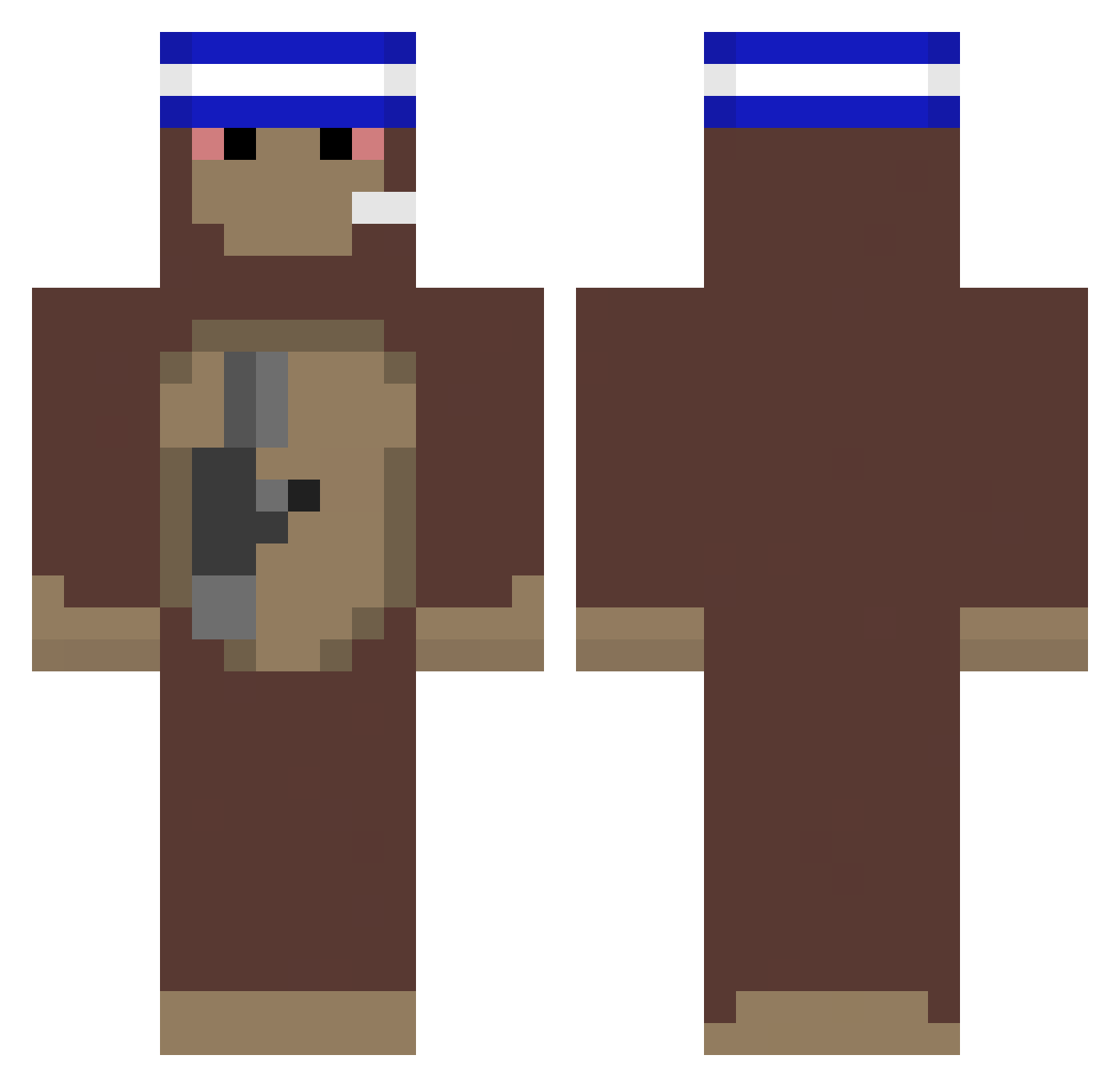 Uendelig Minecraft skin, front and back view