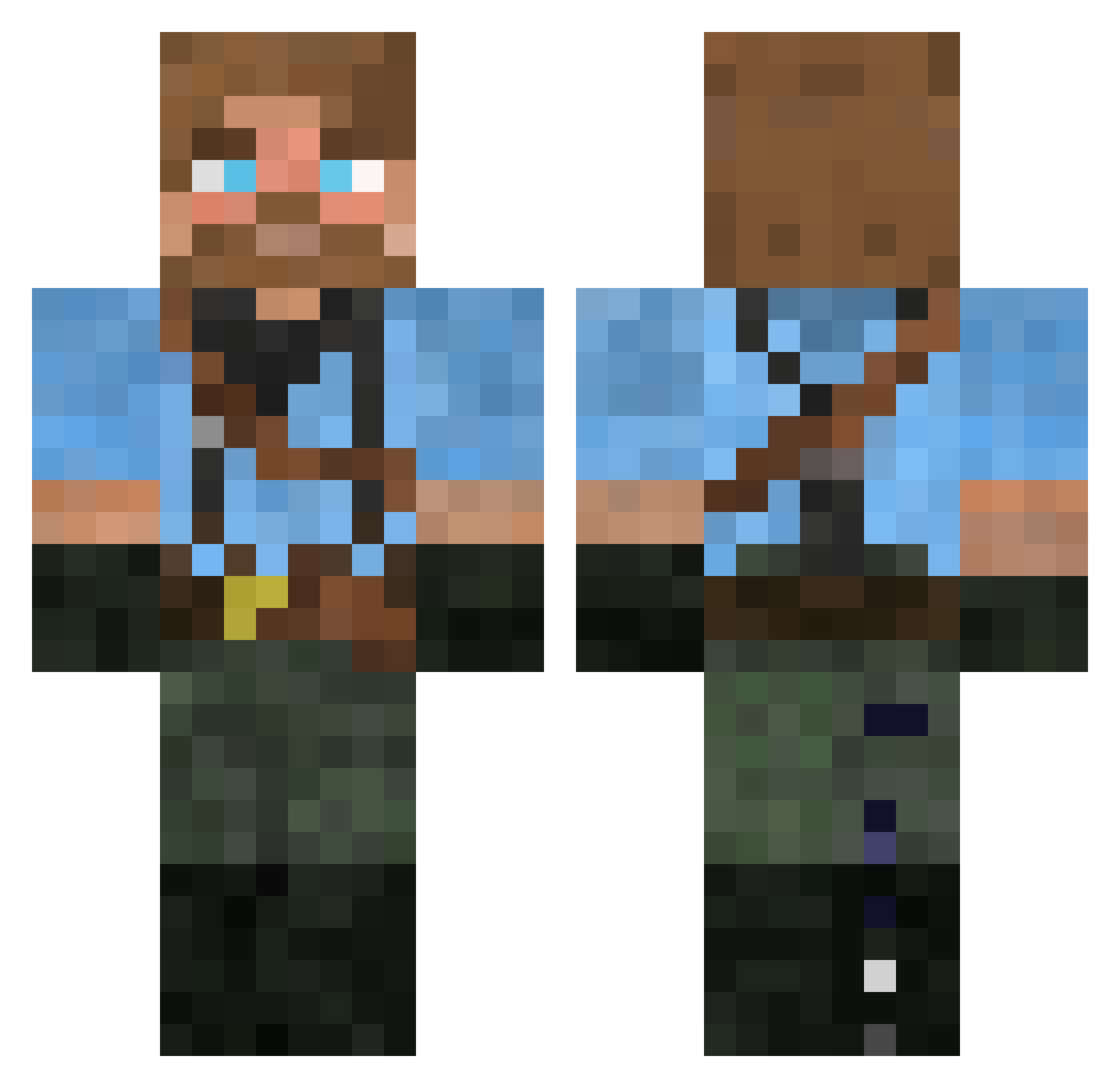 SiphozQ Minecraft skin, front and back view