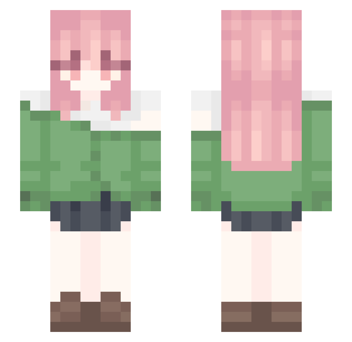 SimSooN Minecraft skin, front and back view
