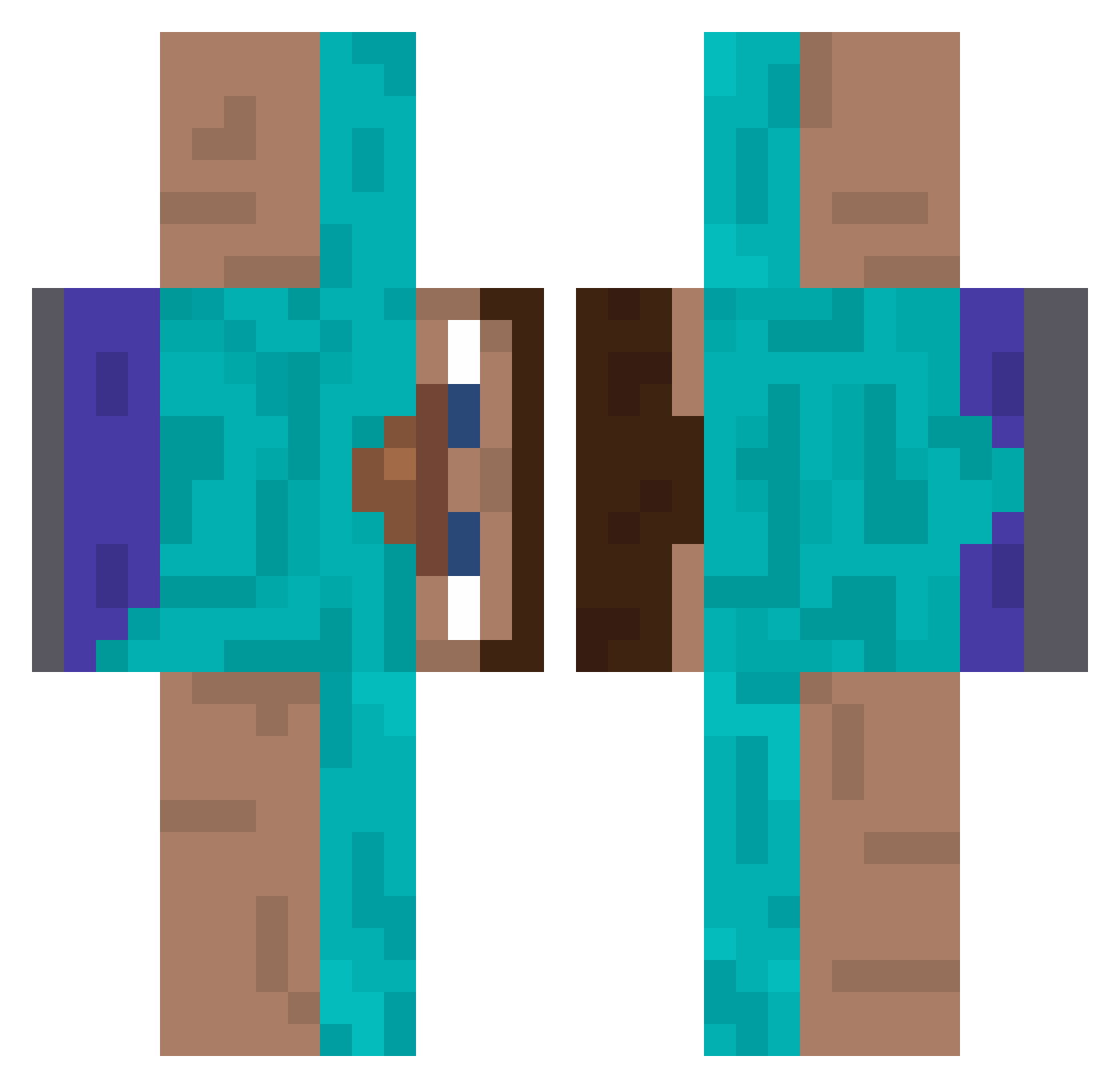 tronnk Minecraft skin, front and back view