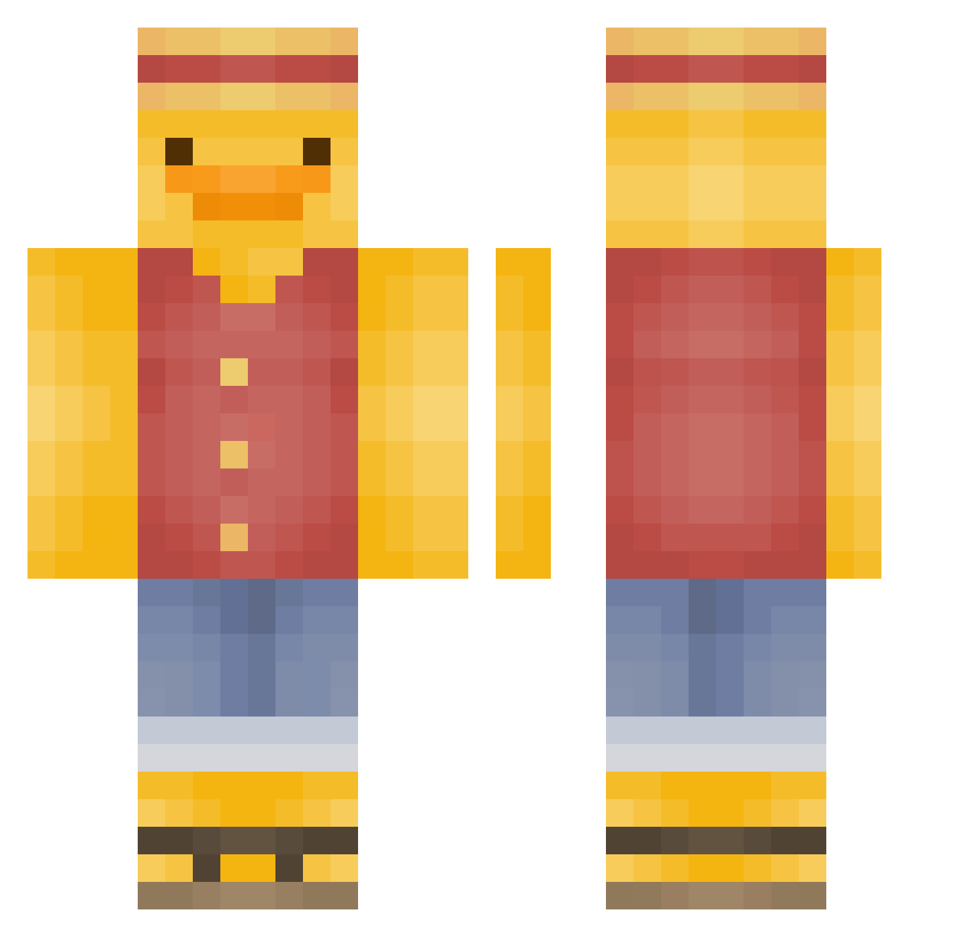 SaltyMaynne Minecraft skin, front and back view