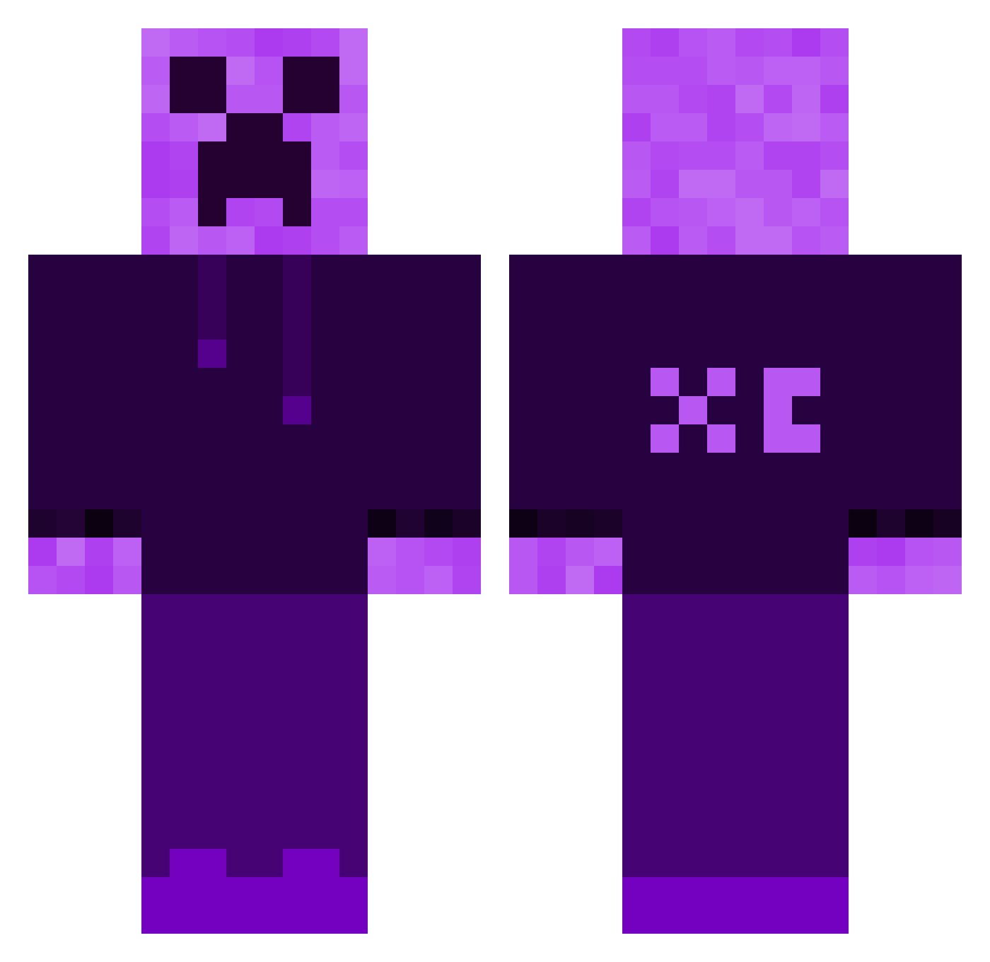 Xenon_Creeper Minecraft skin, front and back view