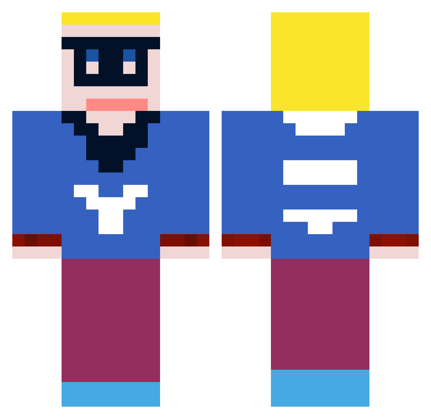 vedette Minecraft skin, front and back view