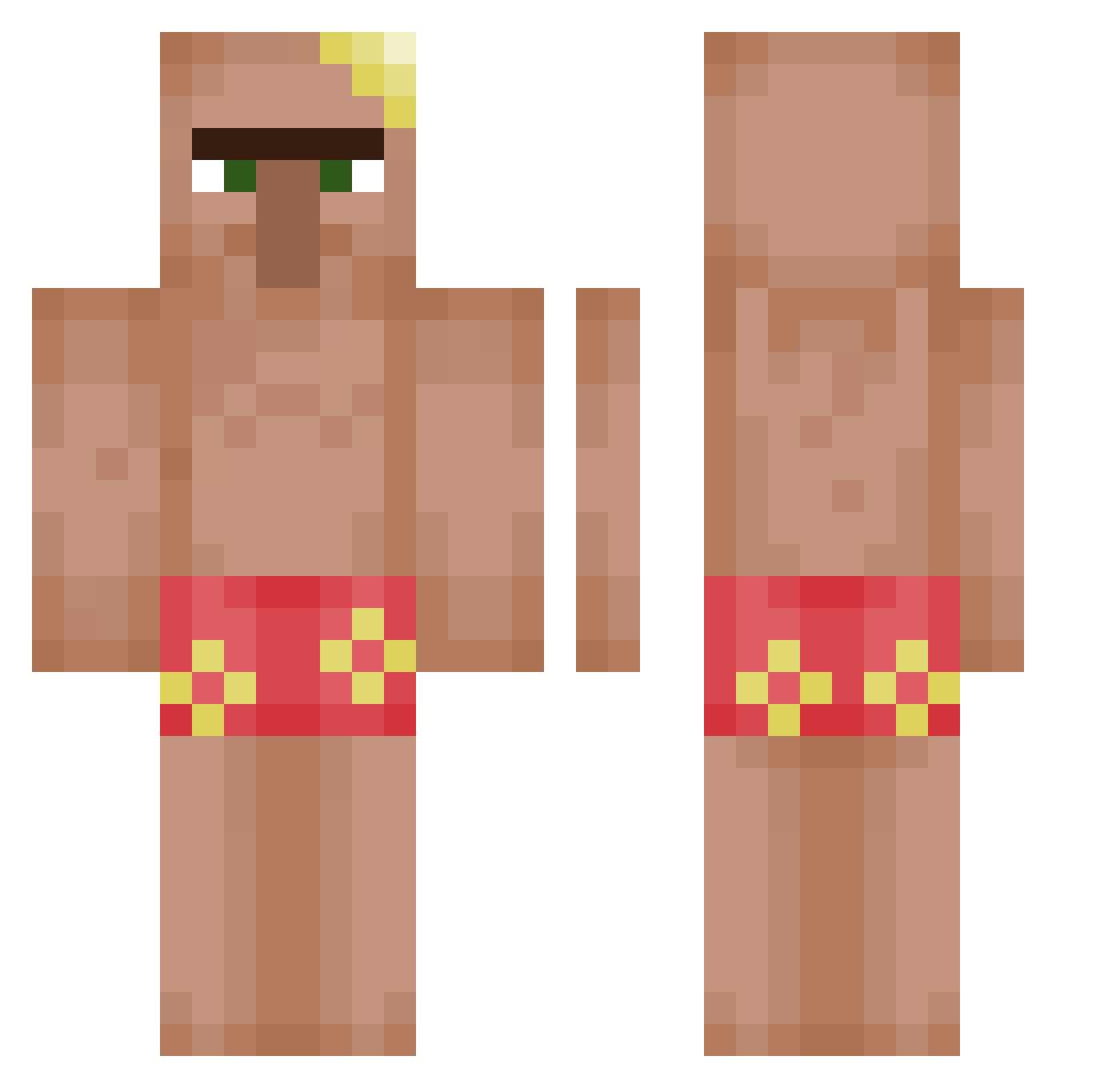 Minecle Minecraft skin, front and back view