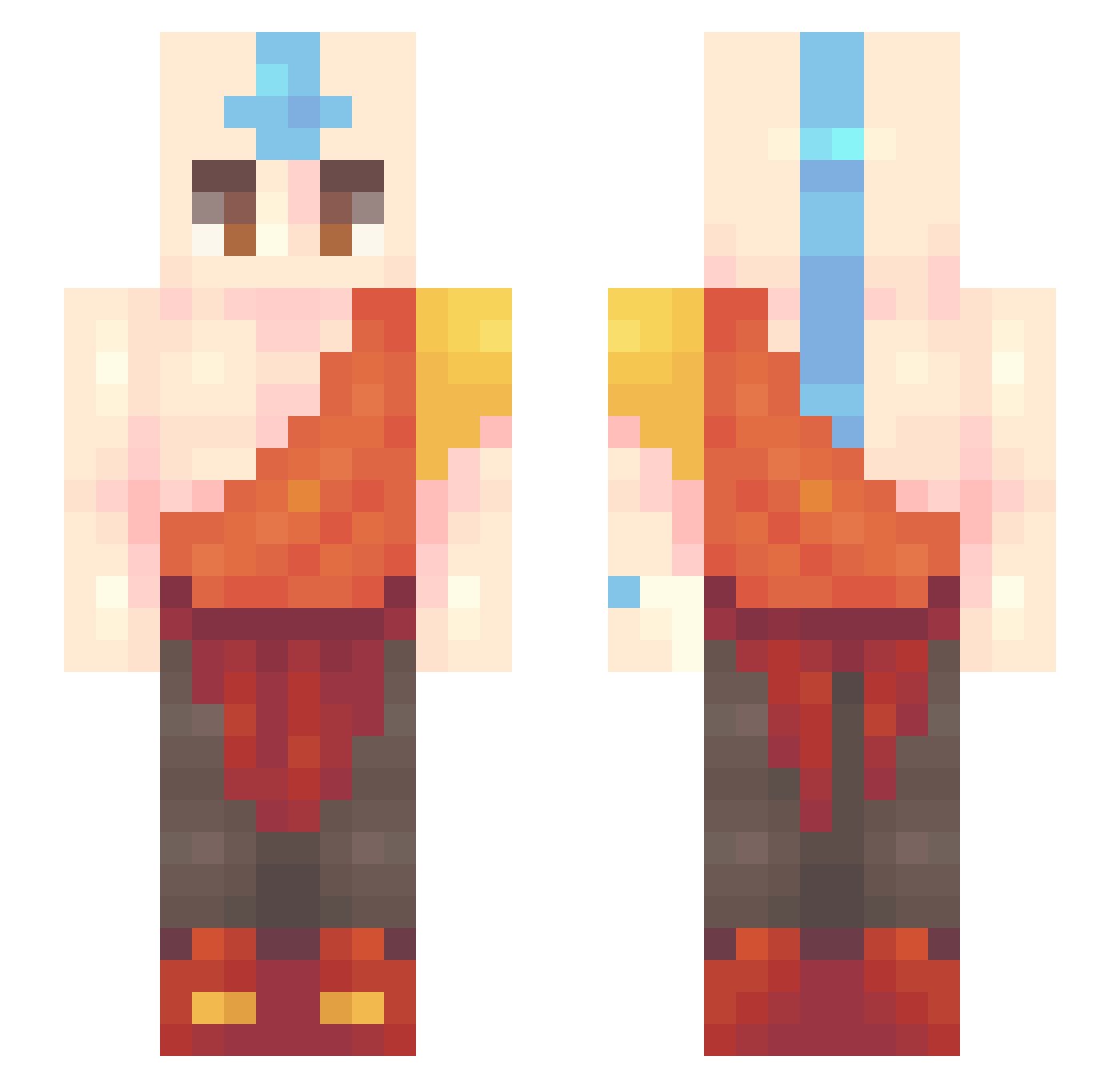 Ajrbendr Minecraft skin, front and back view