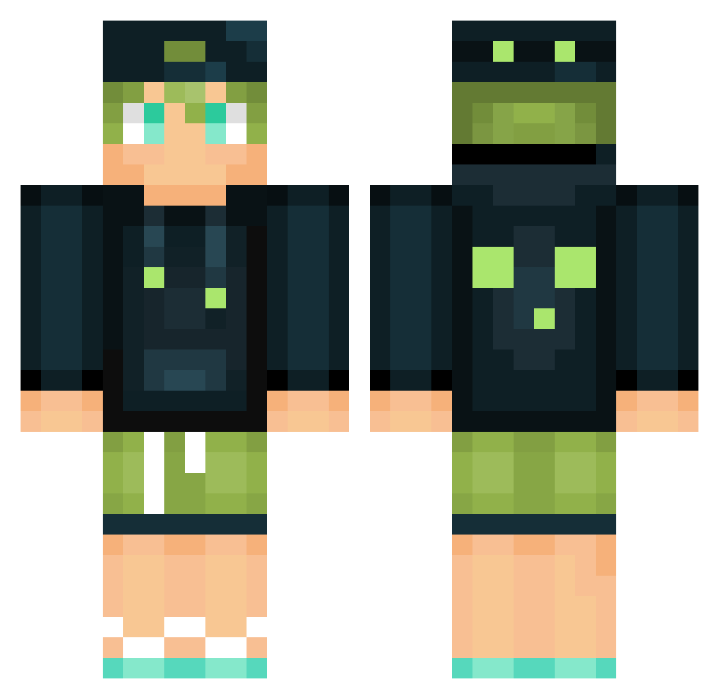 Sweakez Minecraft skin, front and back view