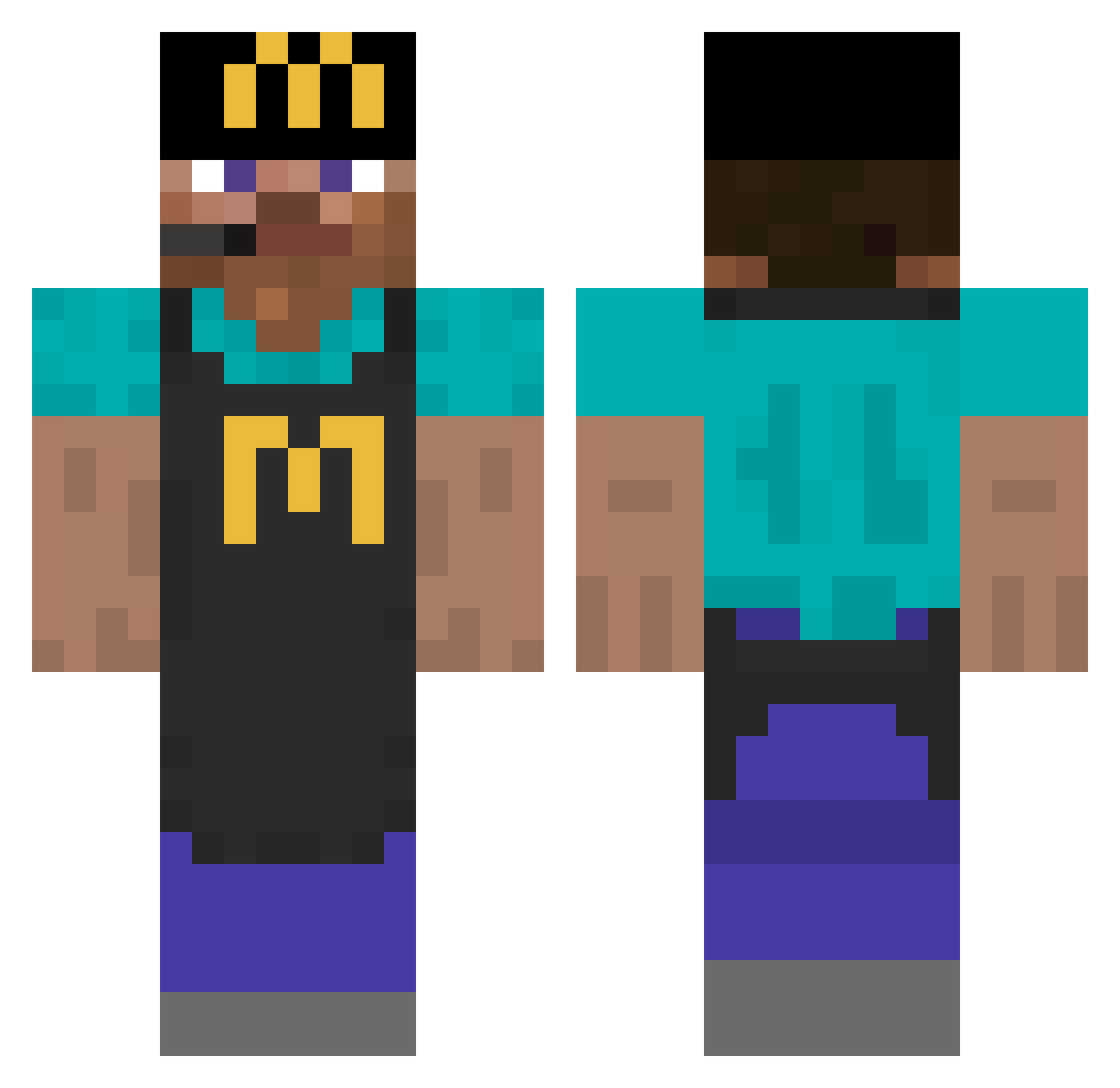 r3b0k Minecraft skin, front and back view