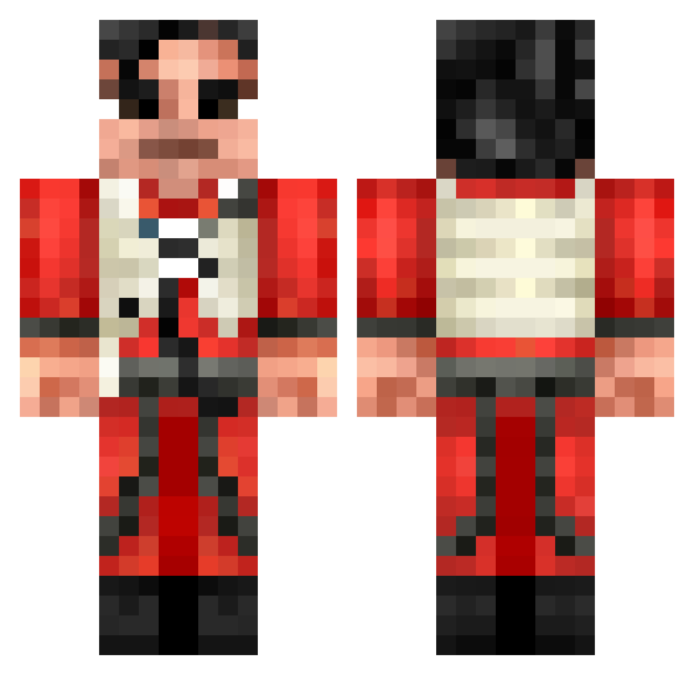 KnoviPvP Minecraft skin, front and back view