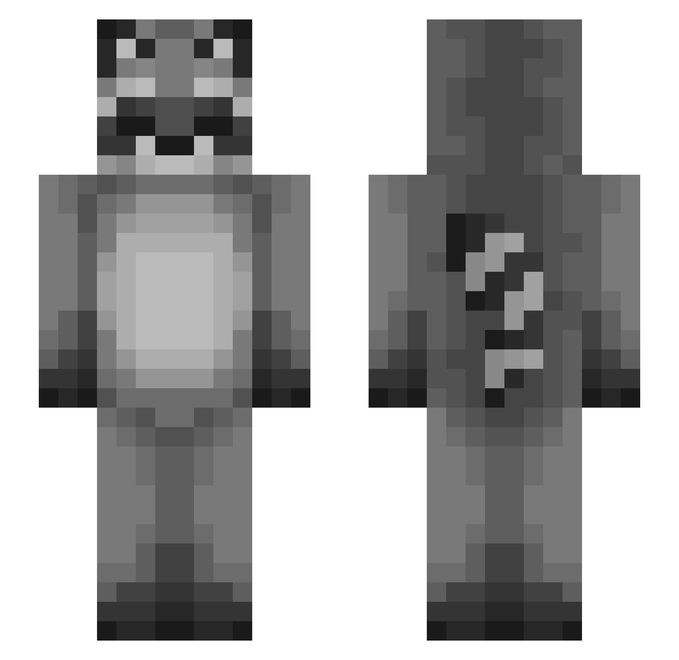 hewru Minecraft skin, front and back view