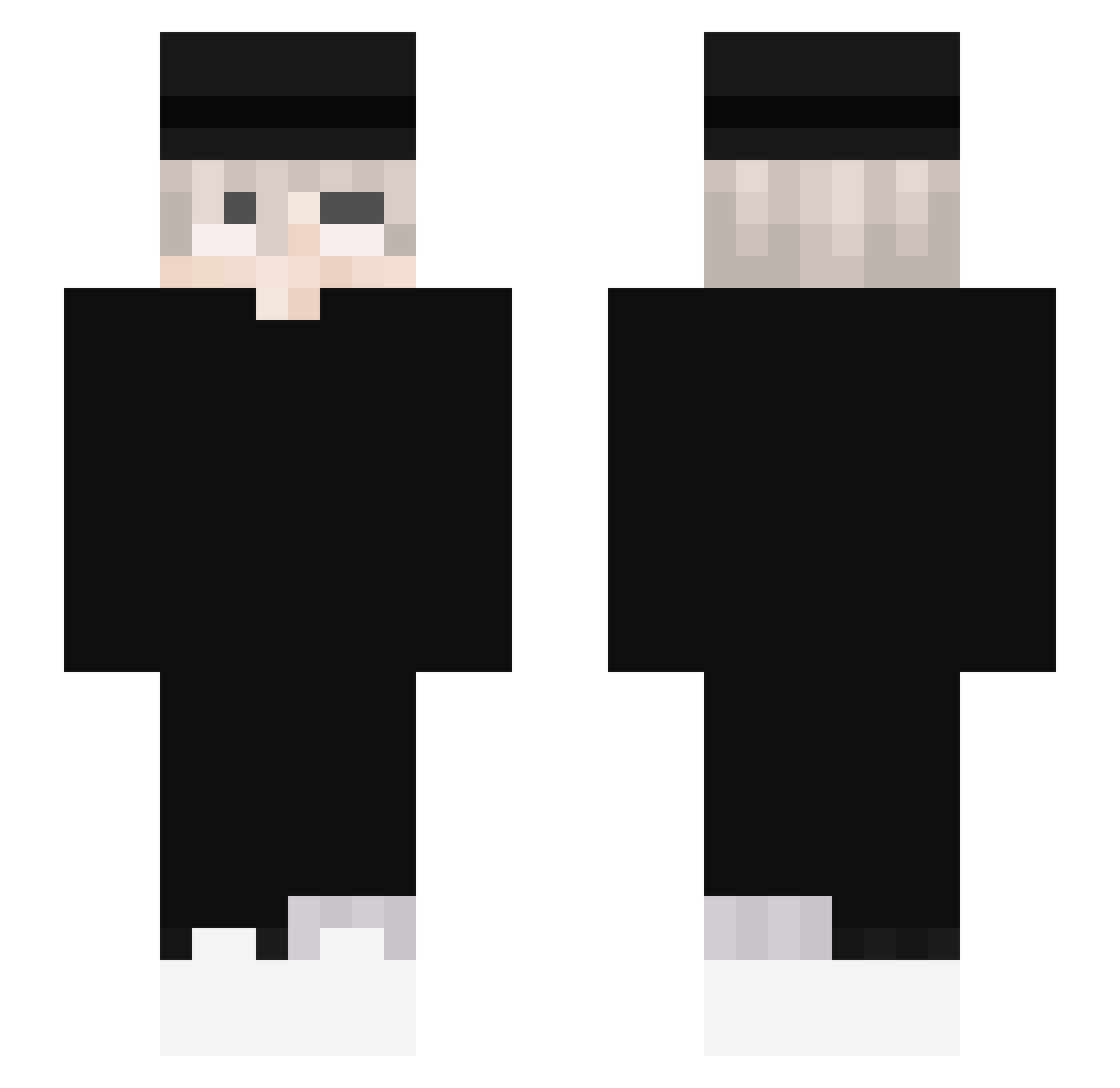 Zachbean Minecraft skin, front and back view