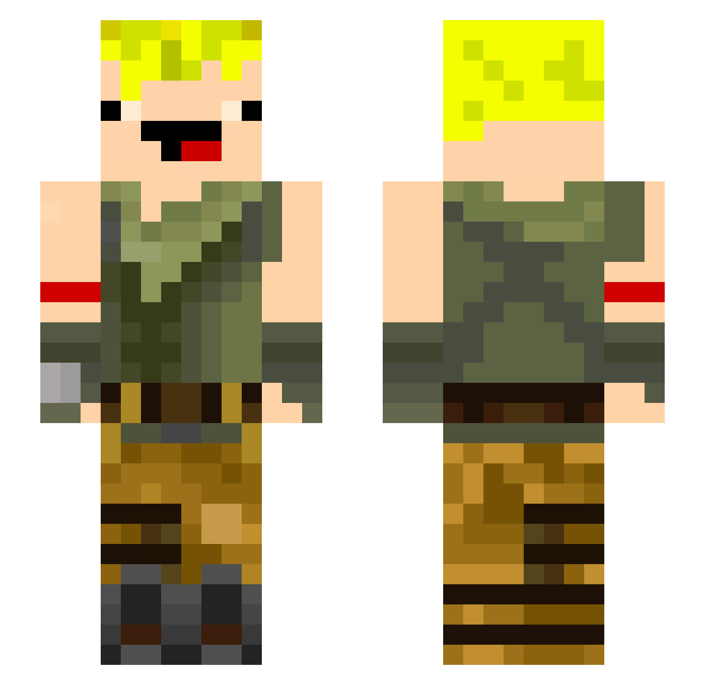 Peezs Minecraft skin, front and back view