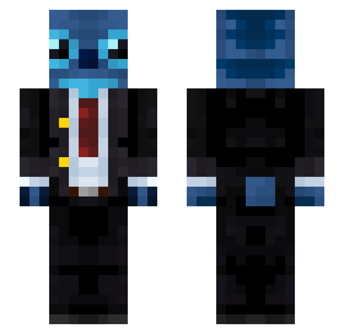 Raspingly Minecraft skin, front and back view