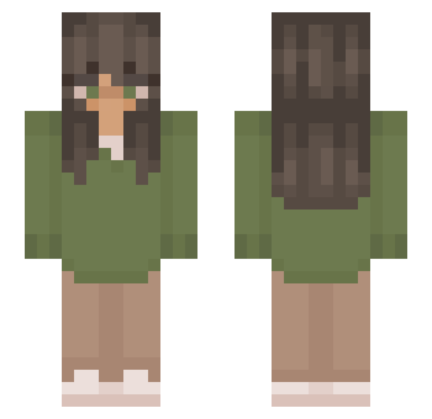 Zoeyoh101 Minecraft skin, front and back view