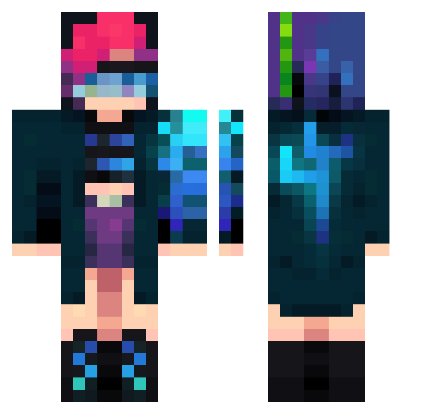 Poudrin Minecraft skin, front and back view