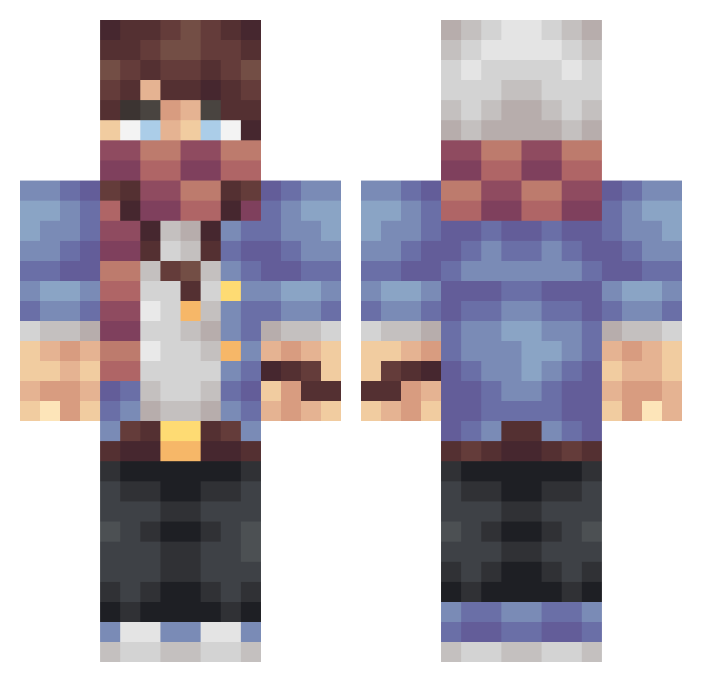 TheOneGuardian Minecraft skin, front and back view