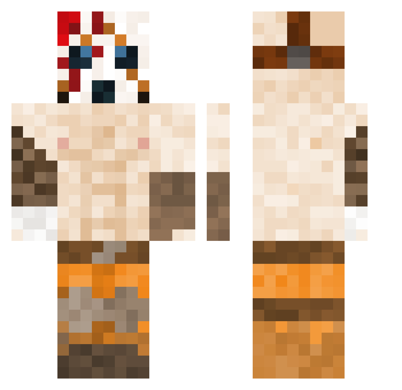 RhysieD Minecraft skin, front and back view
