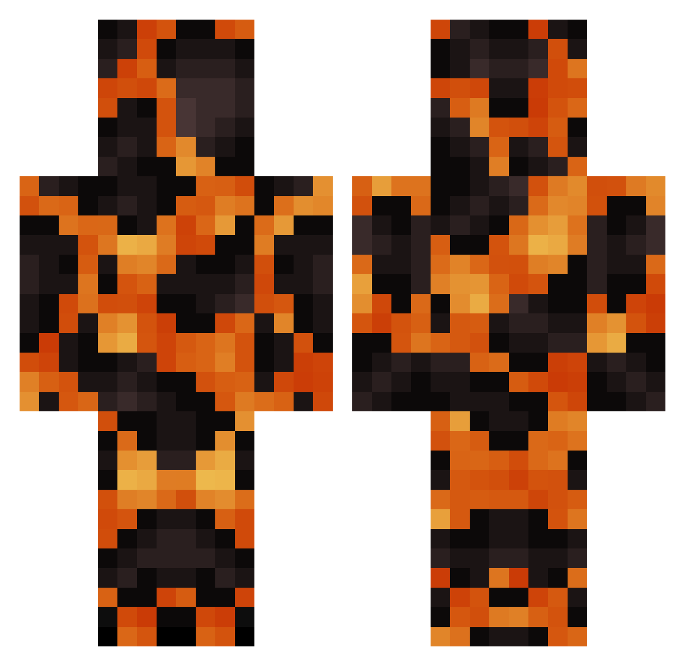 Meksyheksy Minecraft skin, front and back view
