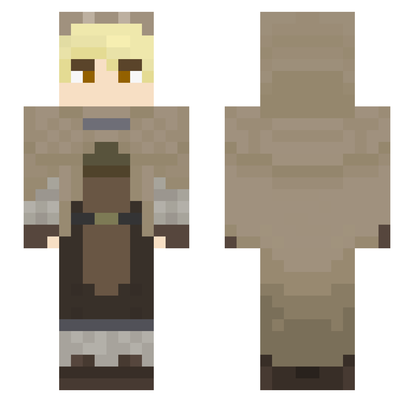Barren Minecraft skin, front and back view