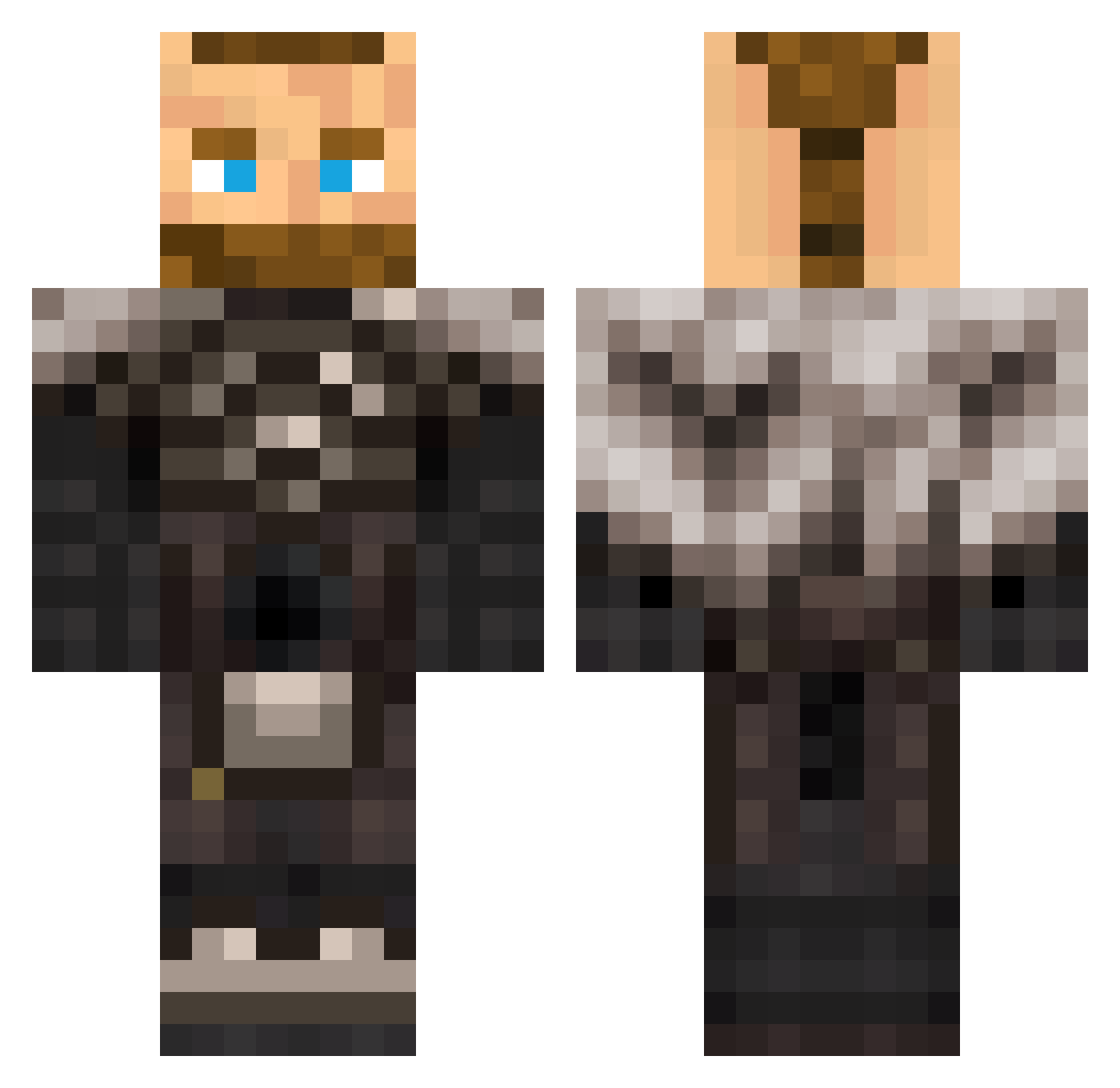 schredermaster Minecraft skin, front and back view
