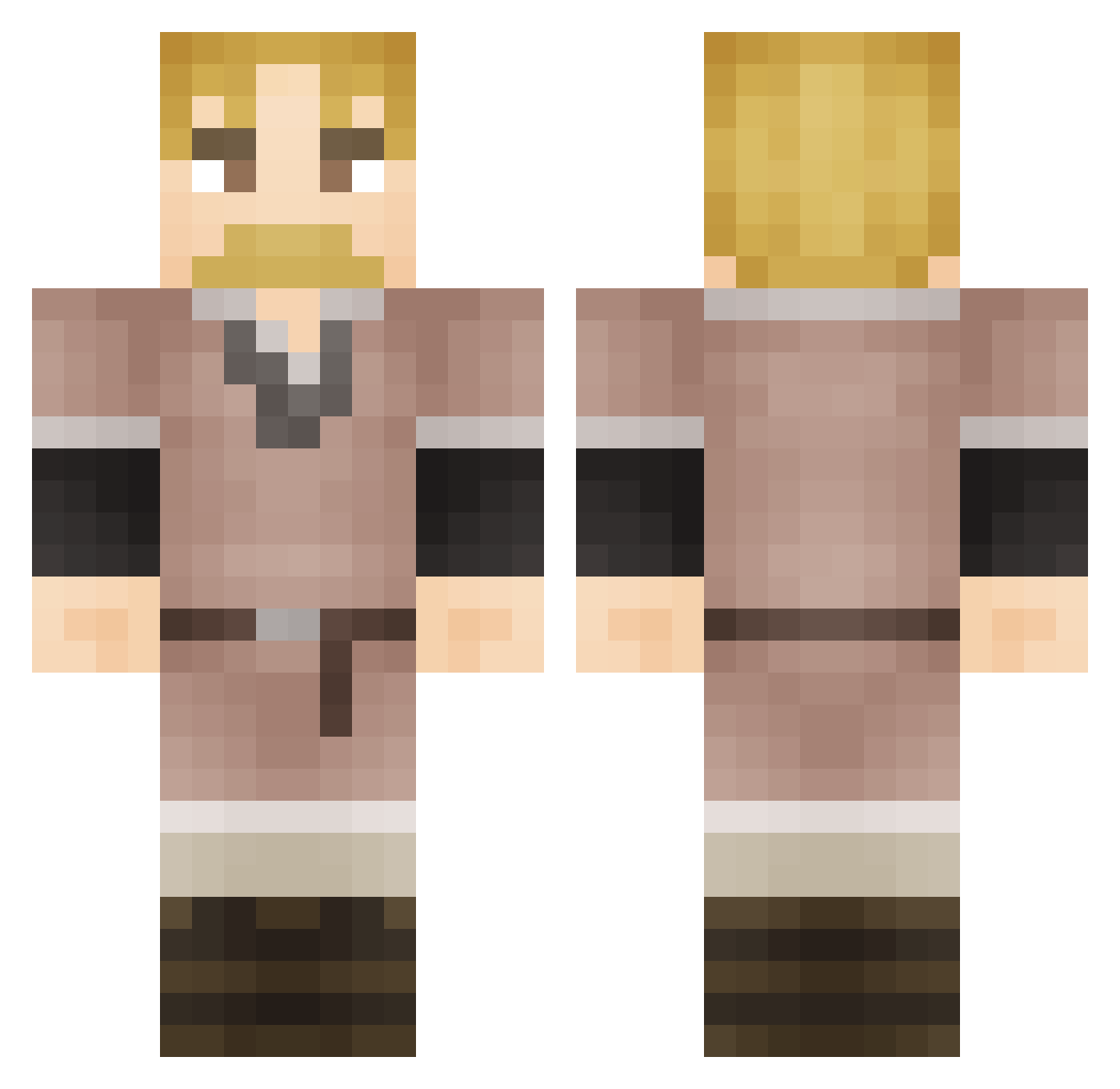 Kraoyz Minecraft skin, front and back view