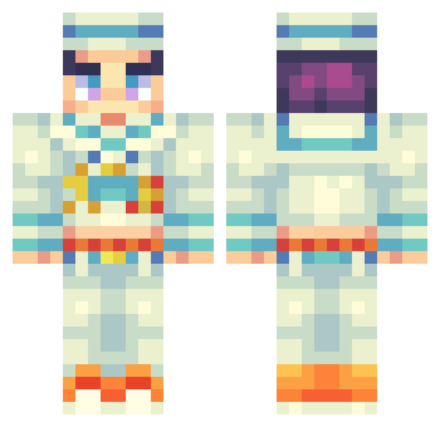 Material77 Minecraft skin, front and back view