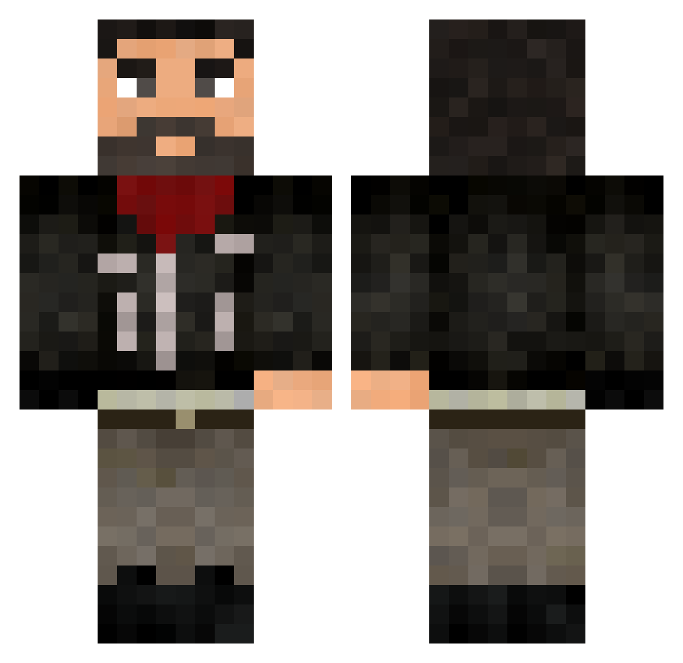 JustNotTomato Minecraft skin, front and back view